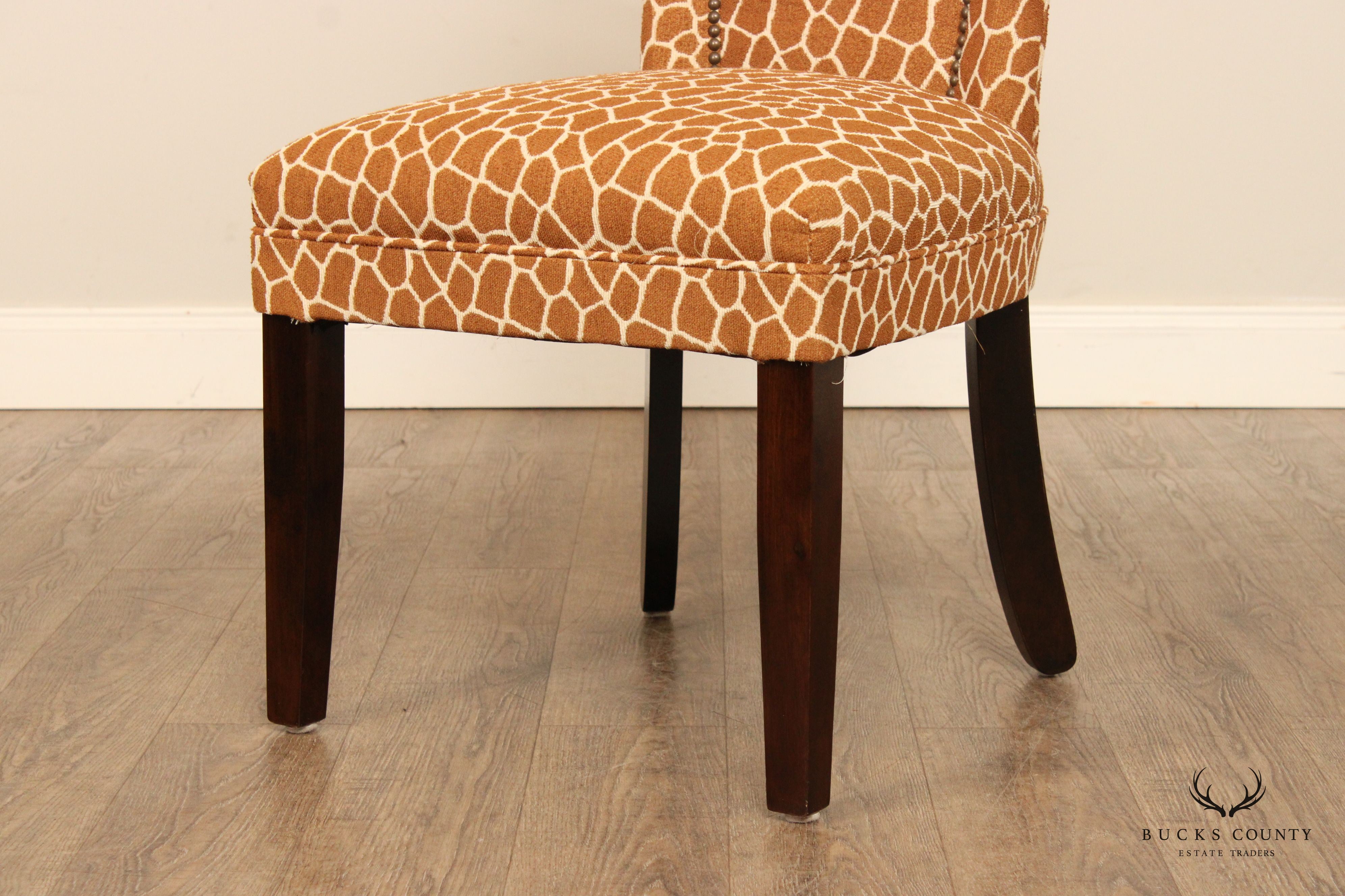 Transitional Style Pair Custom Upholstered Side Chairs