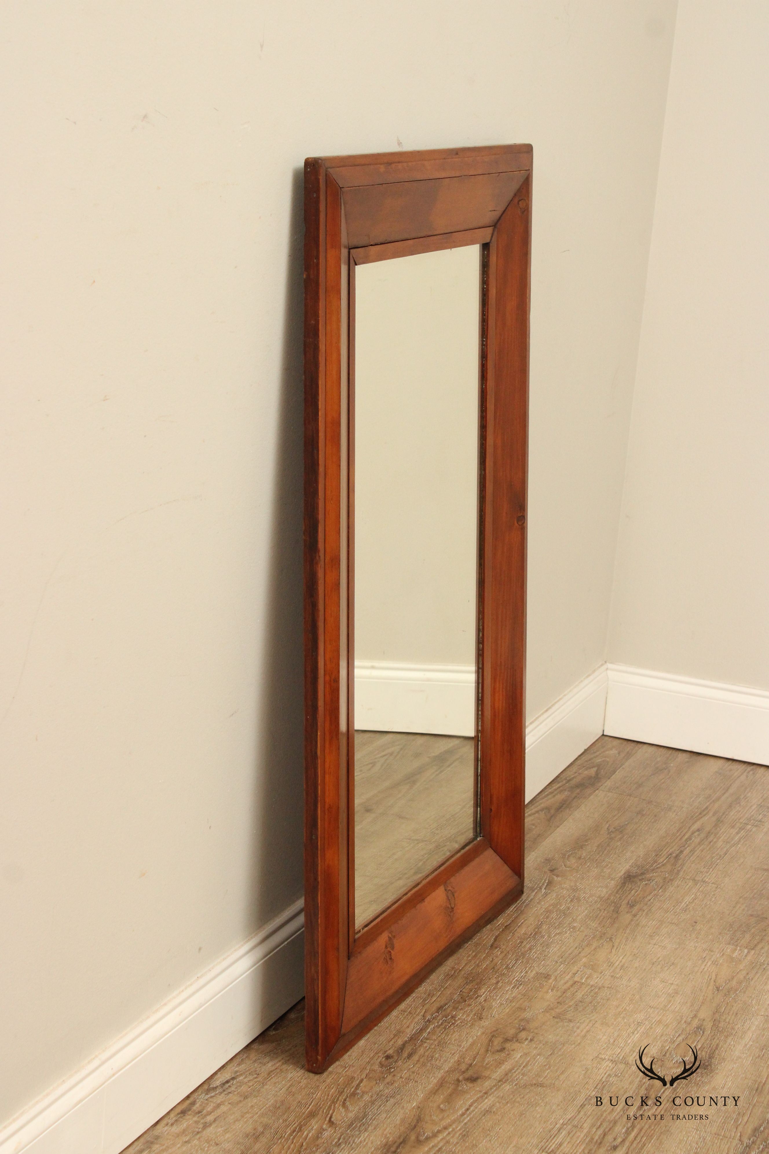 Large Antique Ogee Carved Pine Mirror