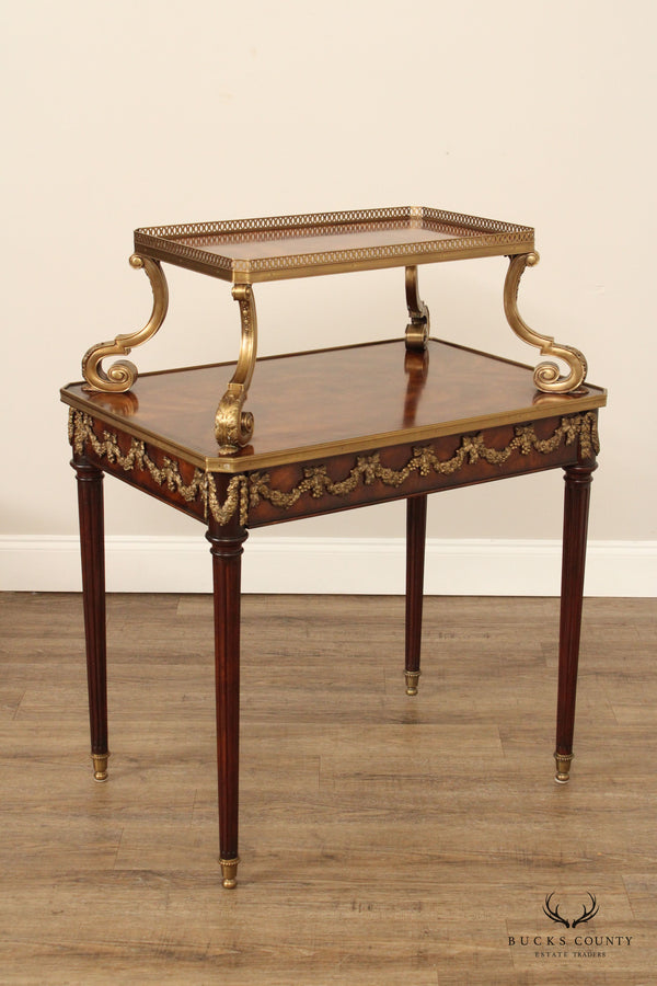 Theodore Alexander French Louis XVI Style Two Tier Display Table With Drawer