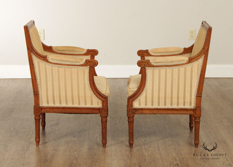 Antique French Louis XVI Style Pair of Childs Bergere Armchairs