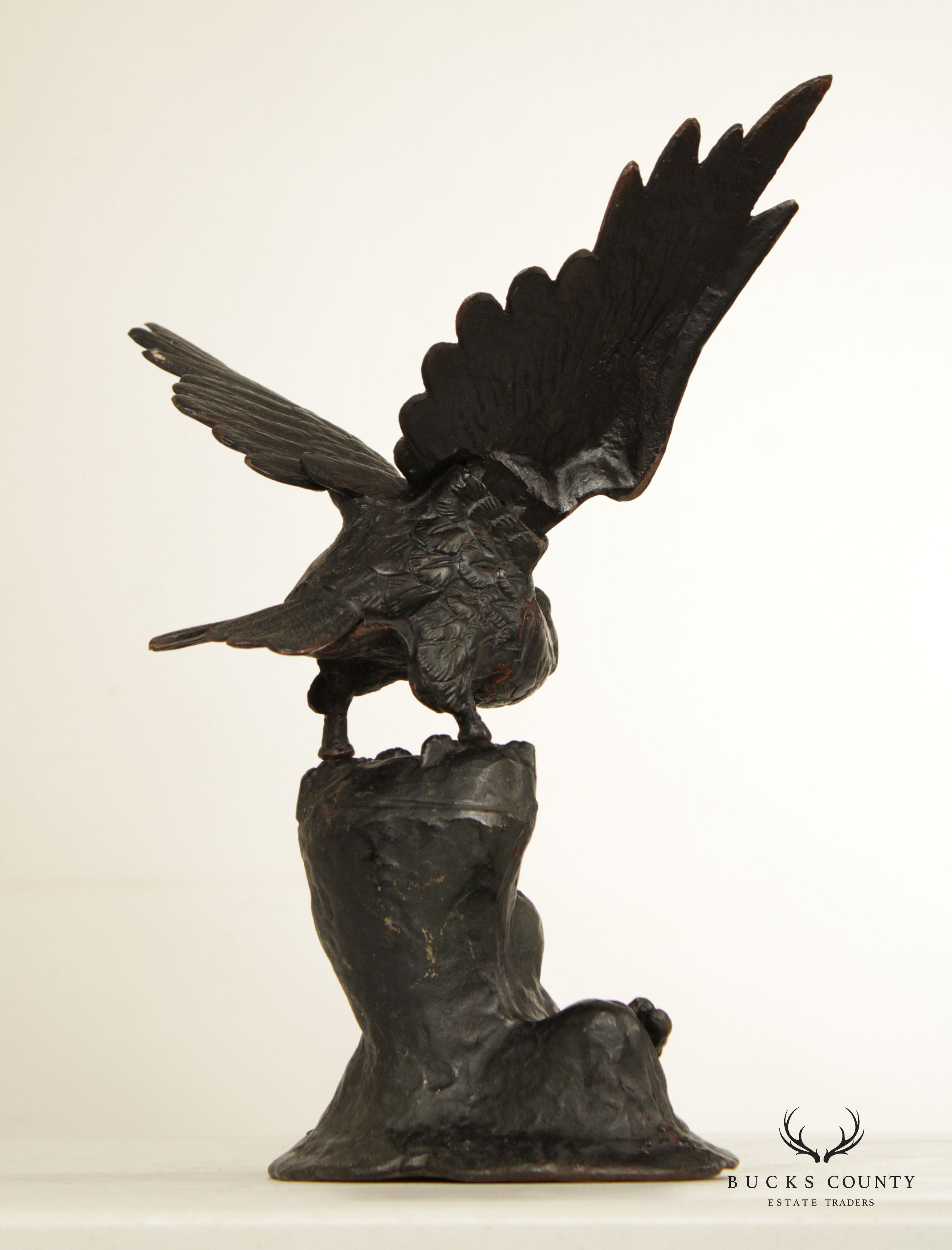 Japanese Meiji Style Cast Iron Eagle Sculpture