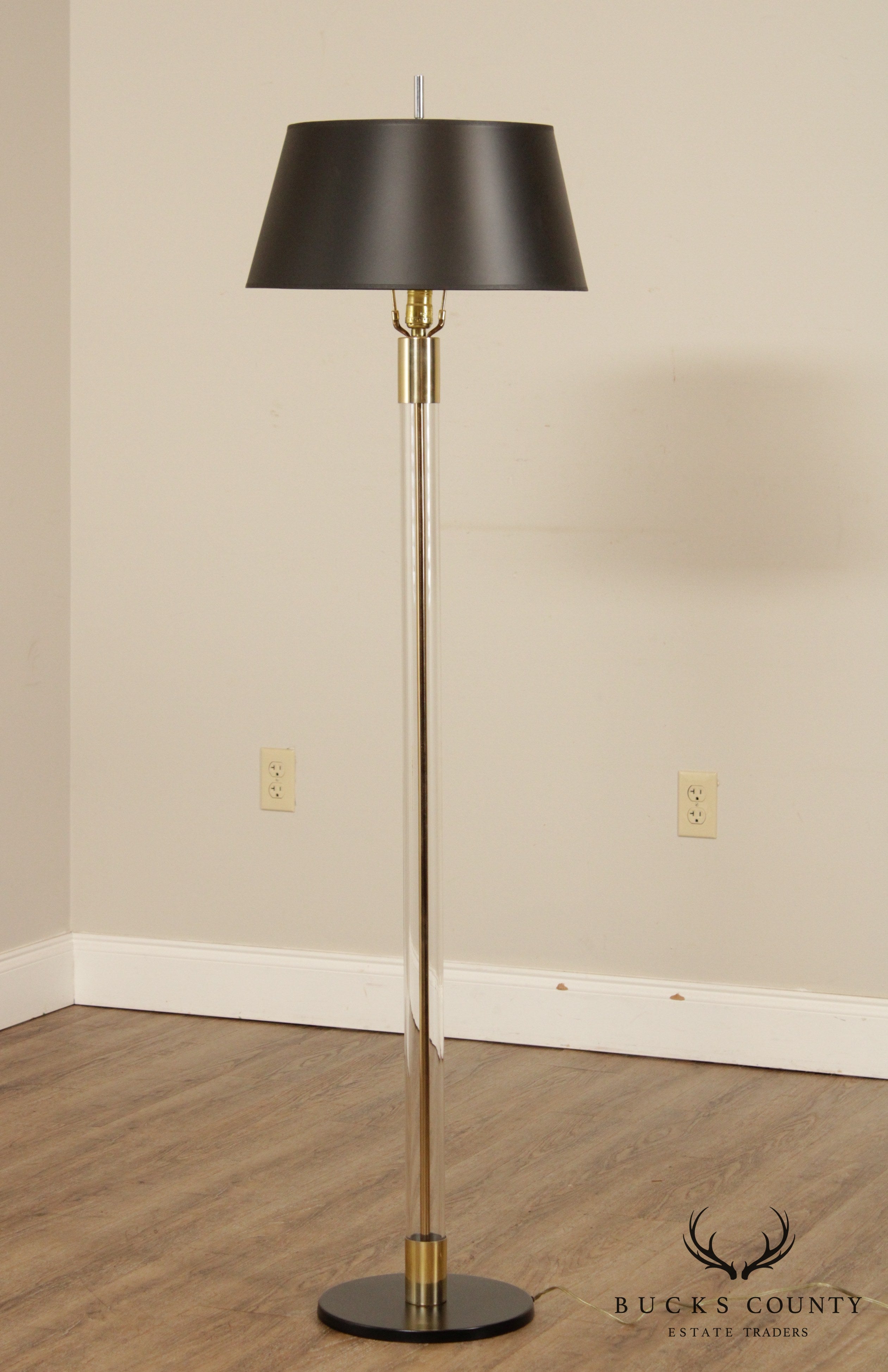 Industrial Style Glass & Brass Floor Lamp