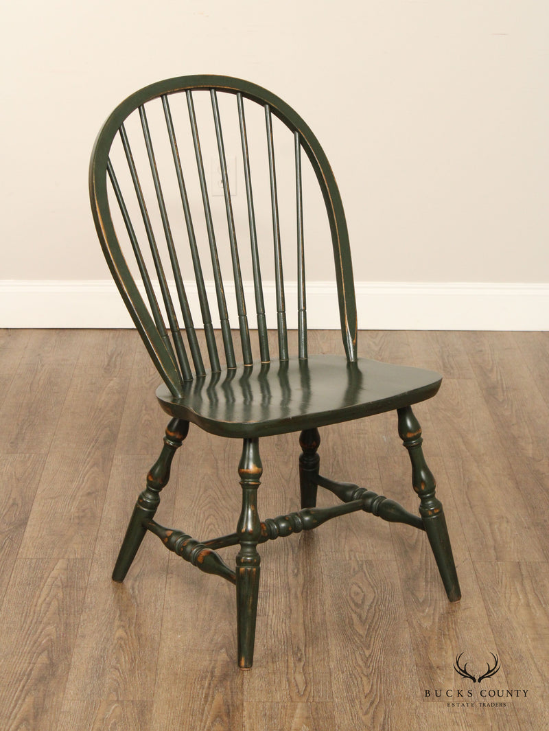 Early American Style Set of Four Painted Windsor Dining Chairs
