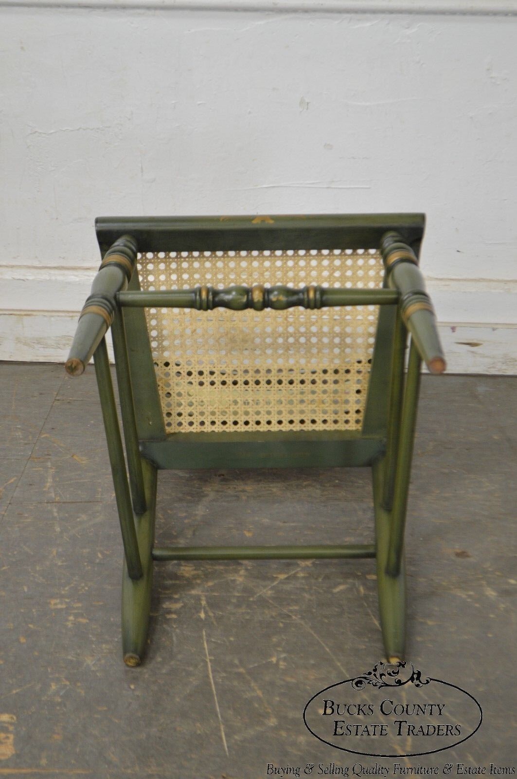 Hitchcock Green Painted George Washington Mount Vernon Cane Seat Side Chair