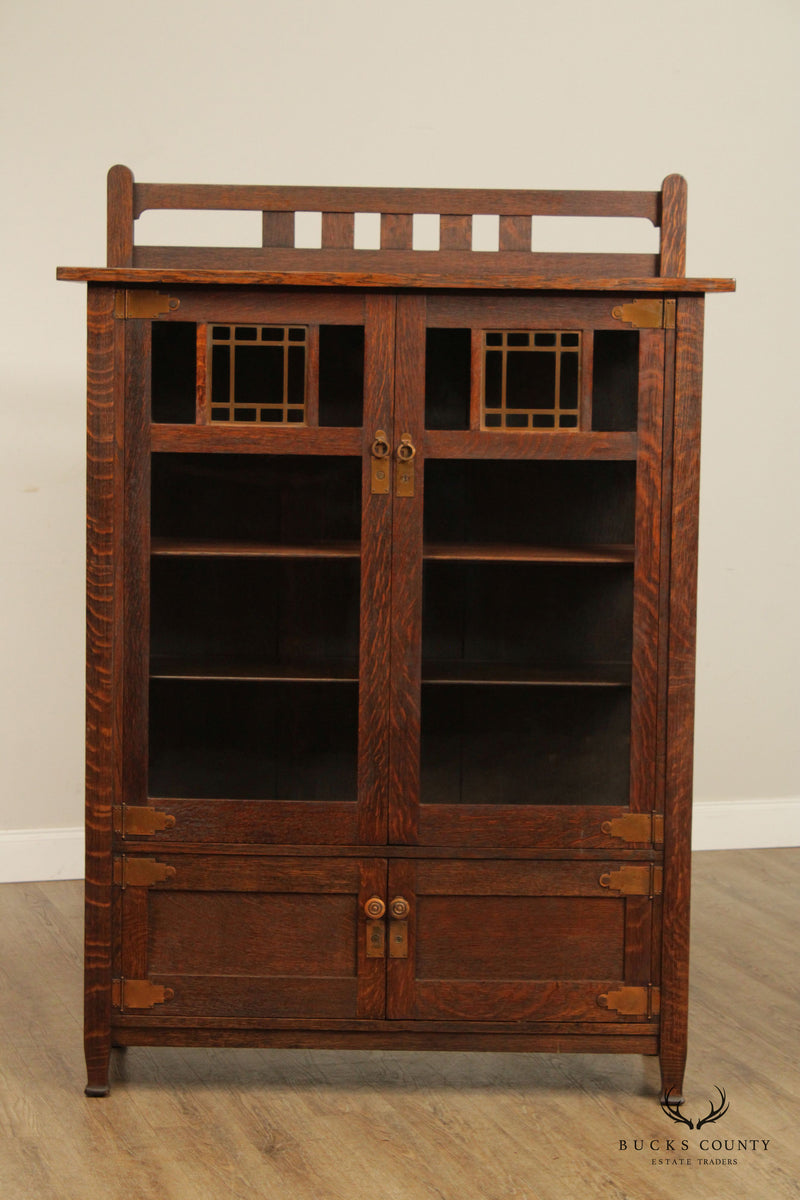Stickley Brothers Antique Arts & Crafts Mission Oak Display China Cabinet
