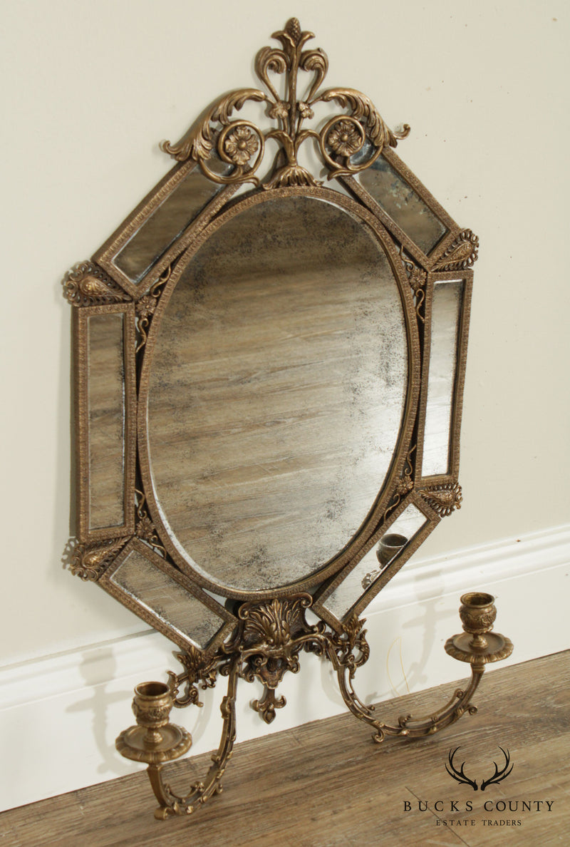 Quality Brass Renaissance Style Girandole Mirror