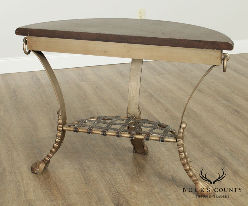 Iron Base Neo-Classical Style Demilune Console Table
