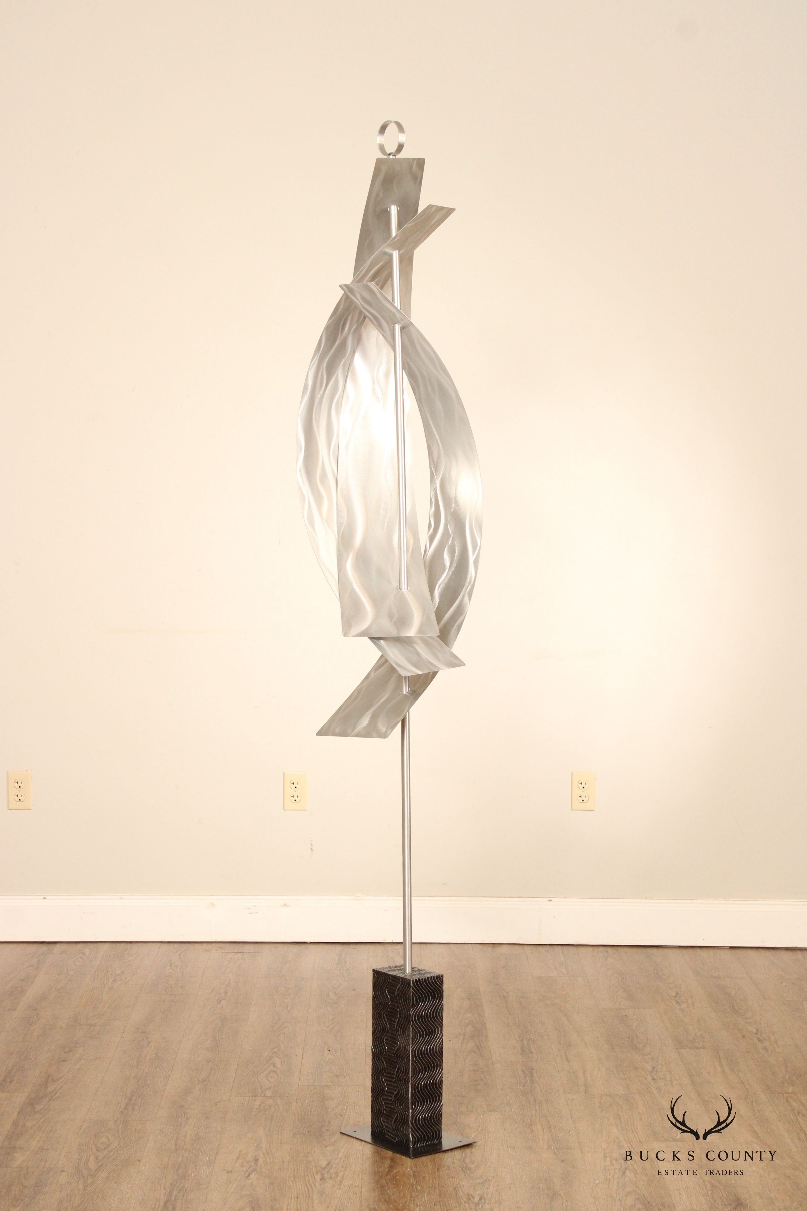 Contemporary Abstract Kinetic Metal Sail Large Sculpture