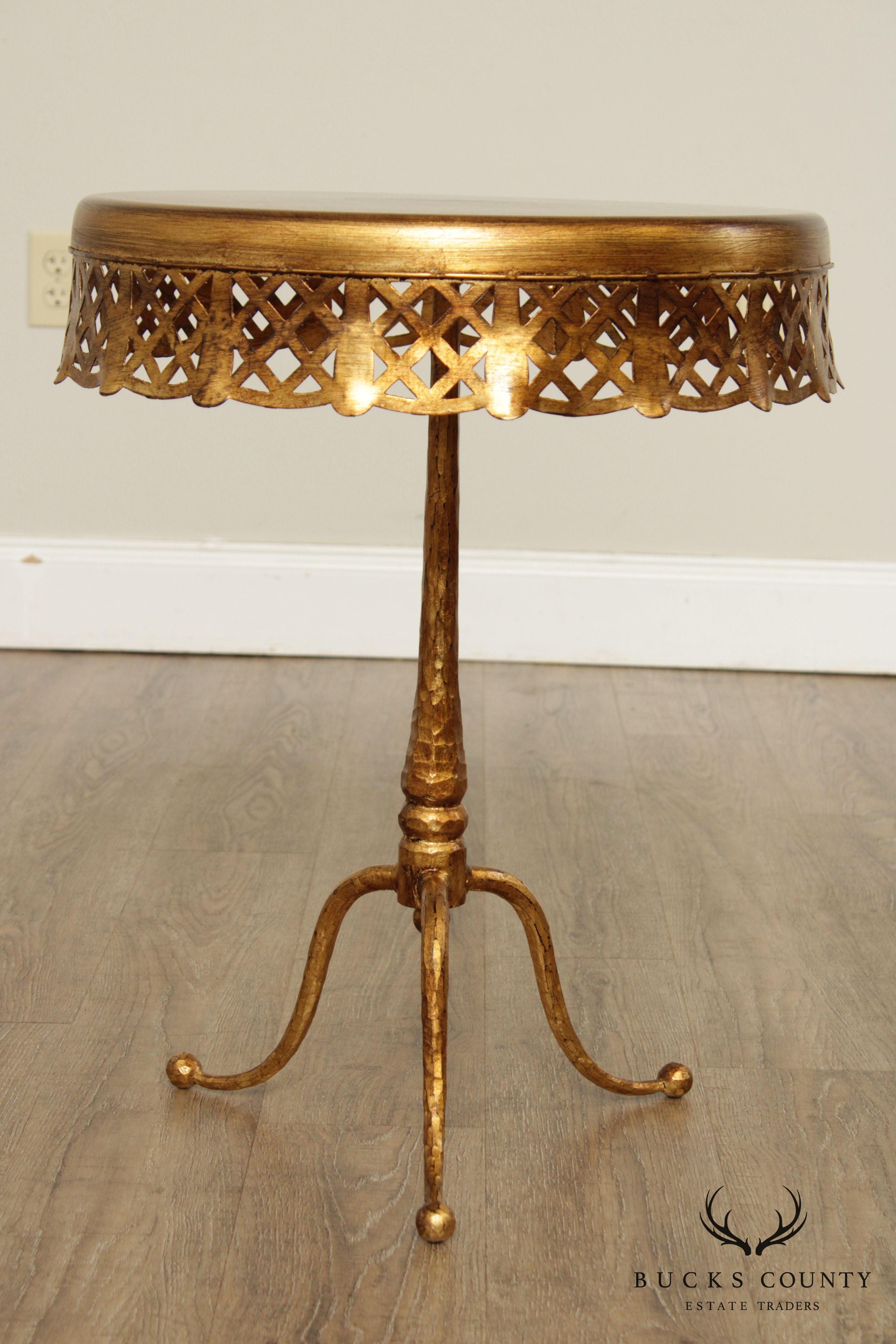 Lorin Marsh Vintage Hollywood Regency Style Gilt Metal Side Table