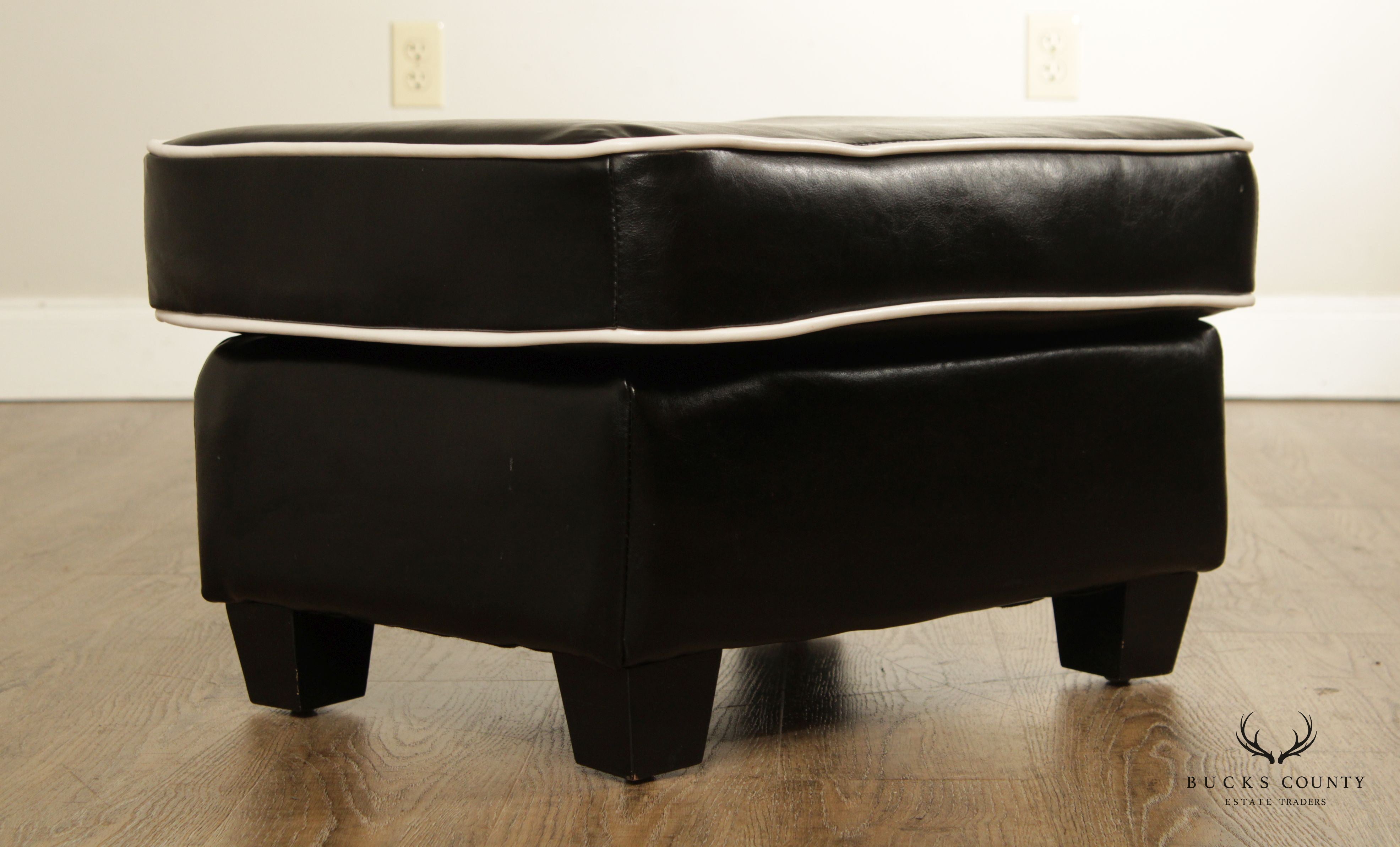 Vintage Modern Leather Upholstered Footstool