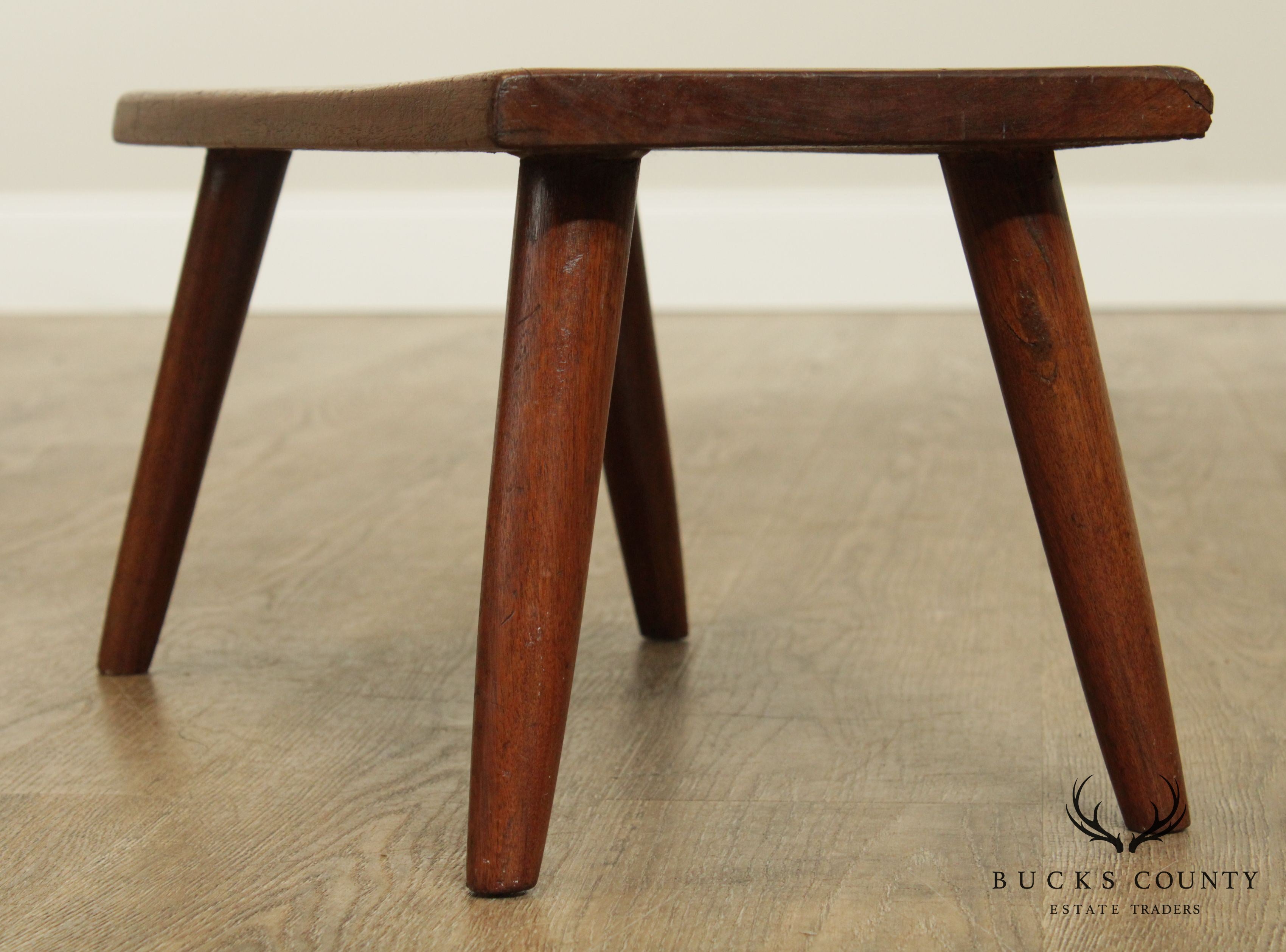 Studio Crafted Mid Century Walnut Small Stool