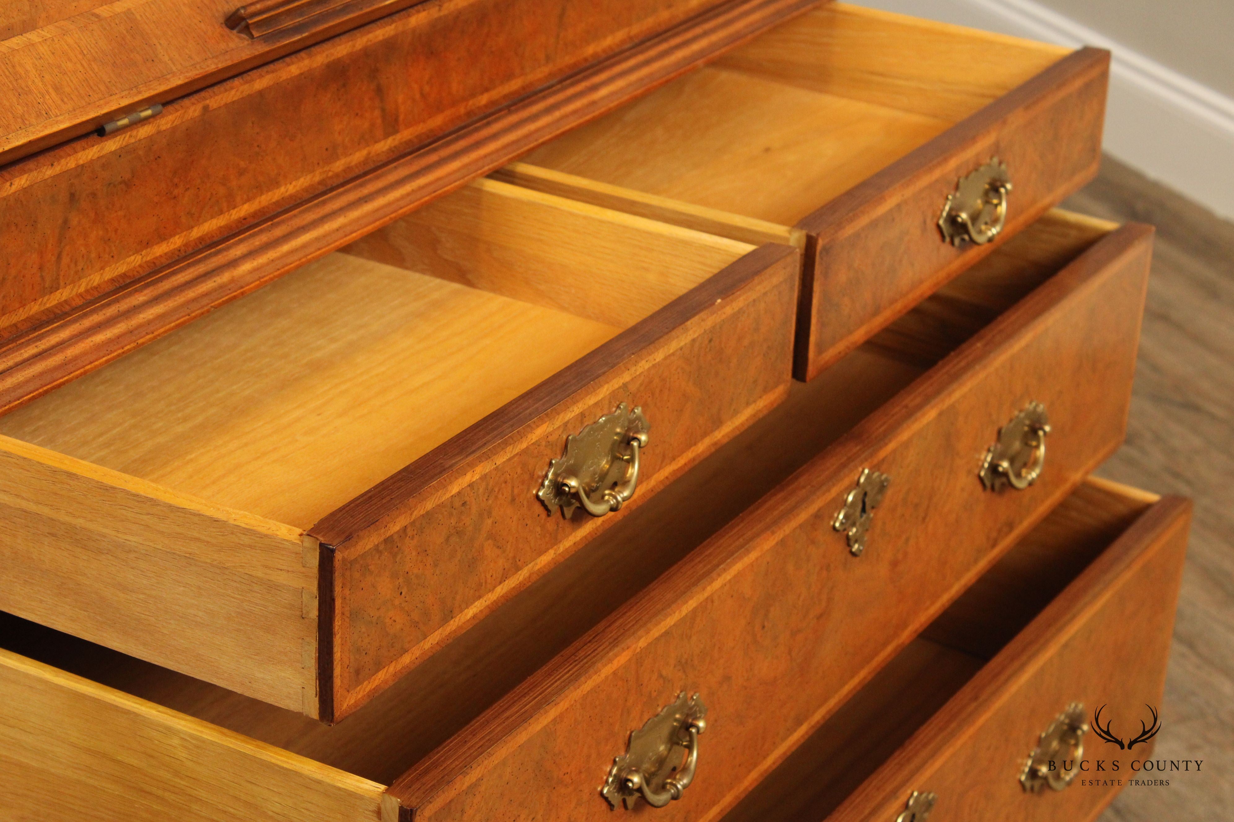 Century 'The British National Trust Collection'  Double Bonnet Walnut Secretary Desk