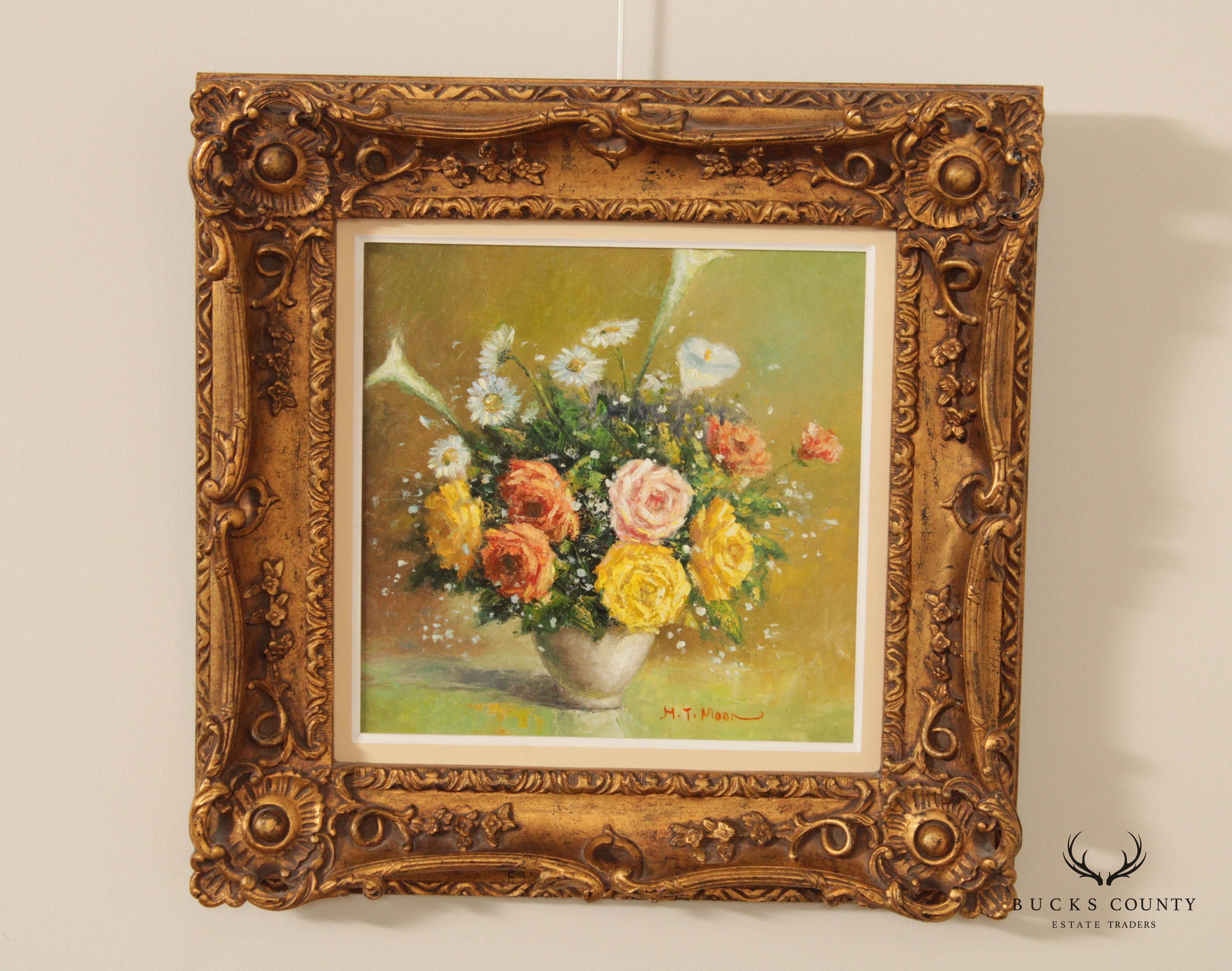 Vintage Floral Still Life Original Oil Painting, Signed