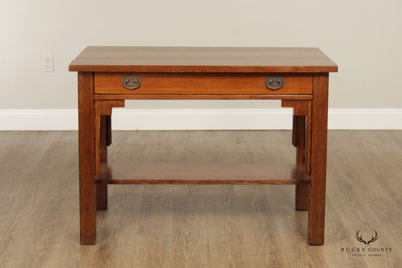 Mission Oak Antique Writing Desk or Library Table