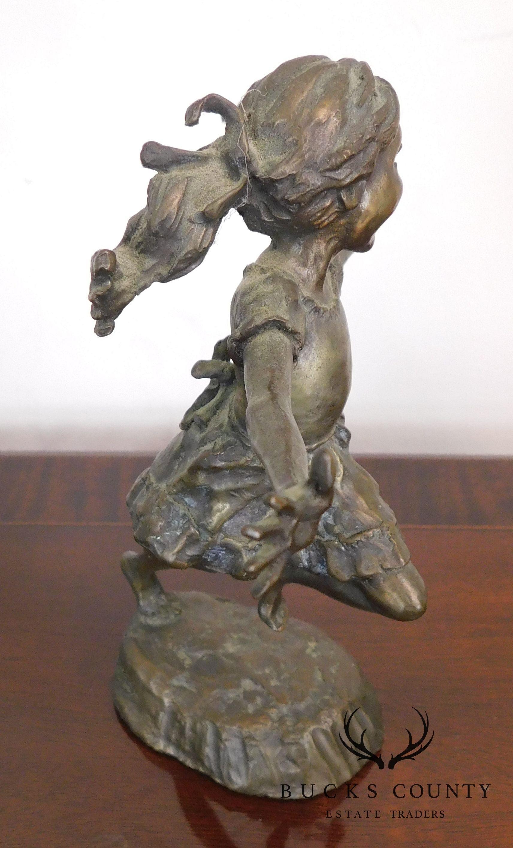 Mark Hopekins Signed "Kids Play" Pair Patinated Bronze Figurines