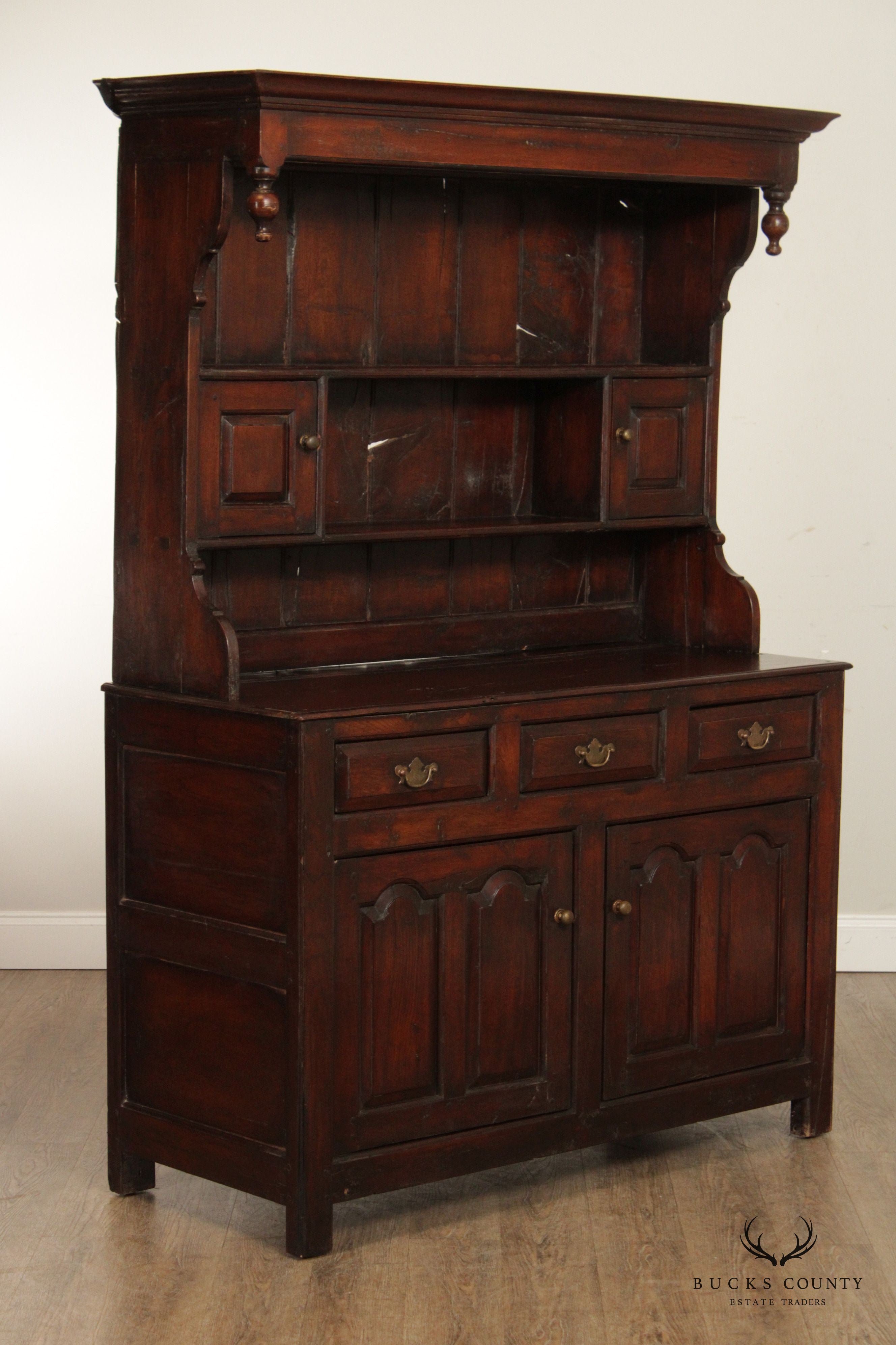 Antique English Oak Plate Cupboard or Hutch