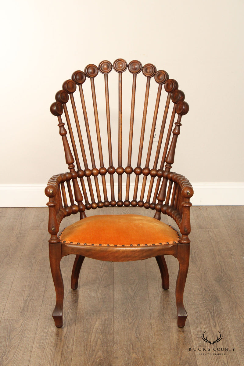 Huntzinger Antique Victorian Aesthetic Movement Carved Mahogany 'Lolipop' Armchair