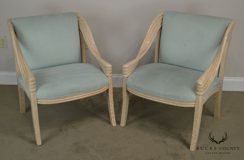 1980's Postmodern Custom Quality Faux Painted Armchairs