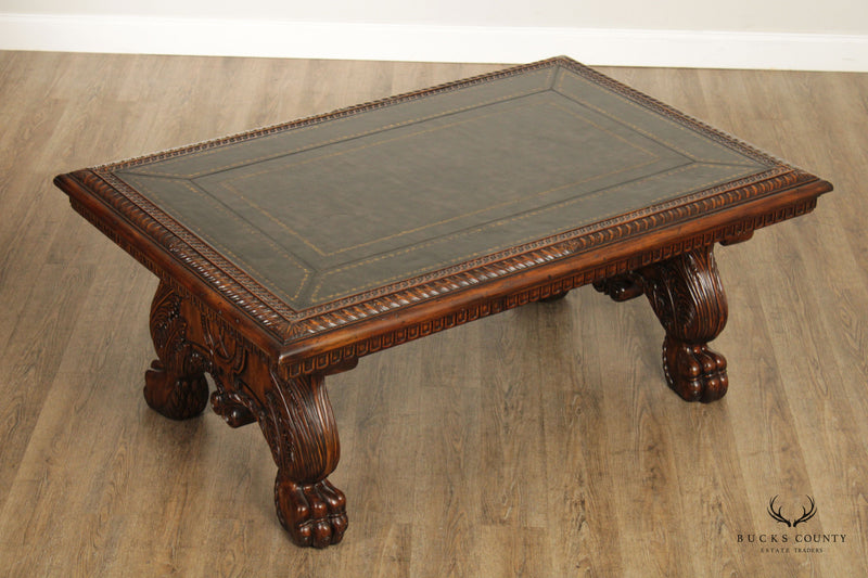 Maitland Smith Renaissance Style Leather Top Coffee Table