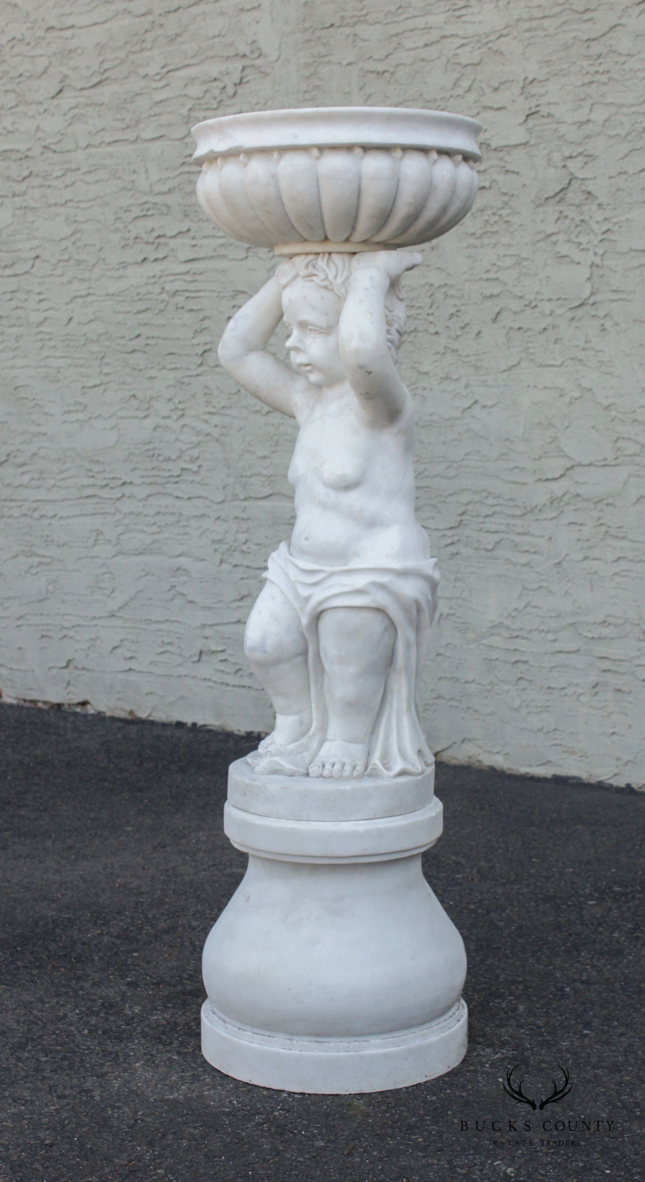 Neoclassical Style Figural Carved Marble Garden Planter