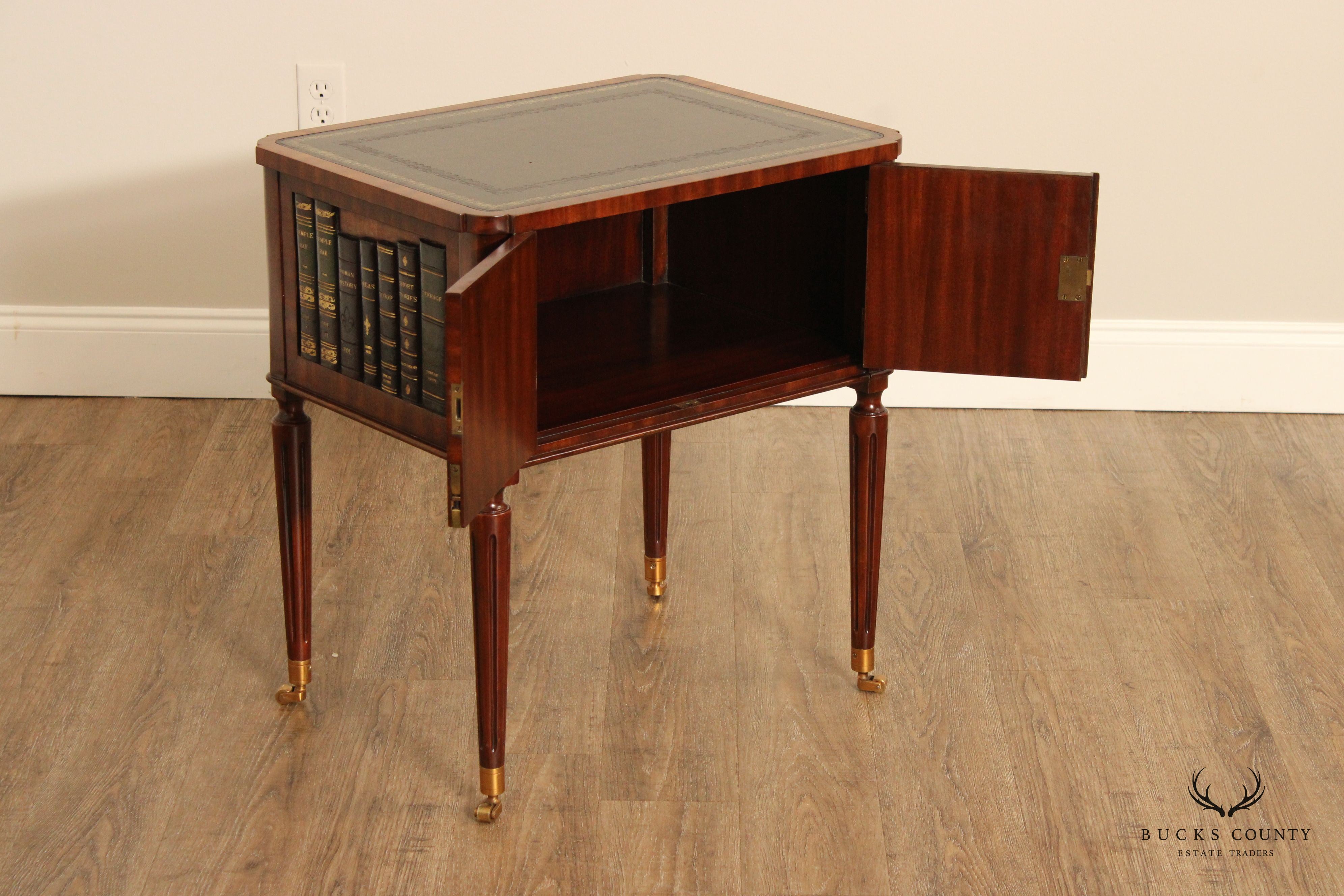 Maitland Smith Mahogany Faux Book End Table Cabinet