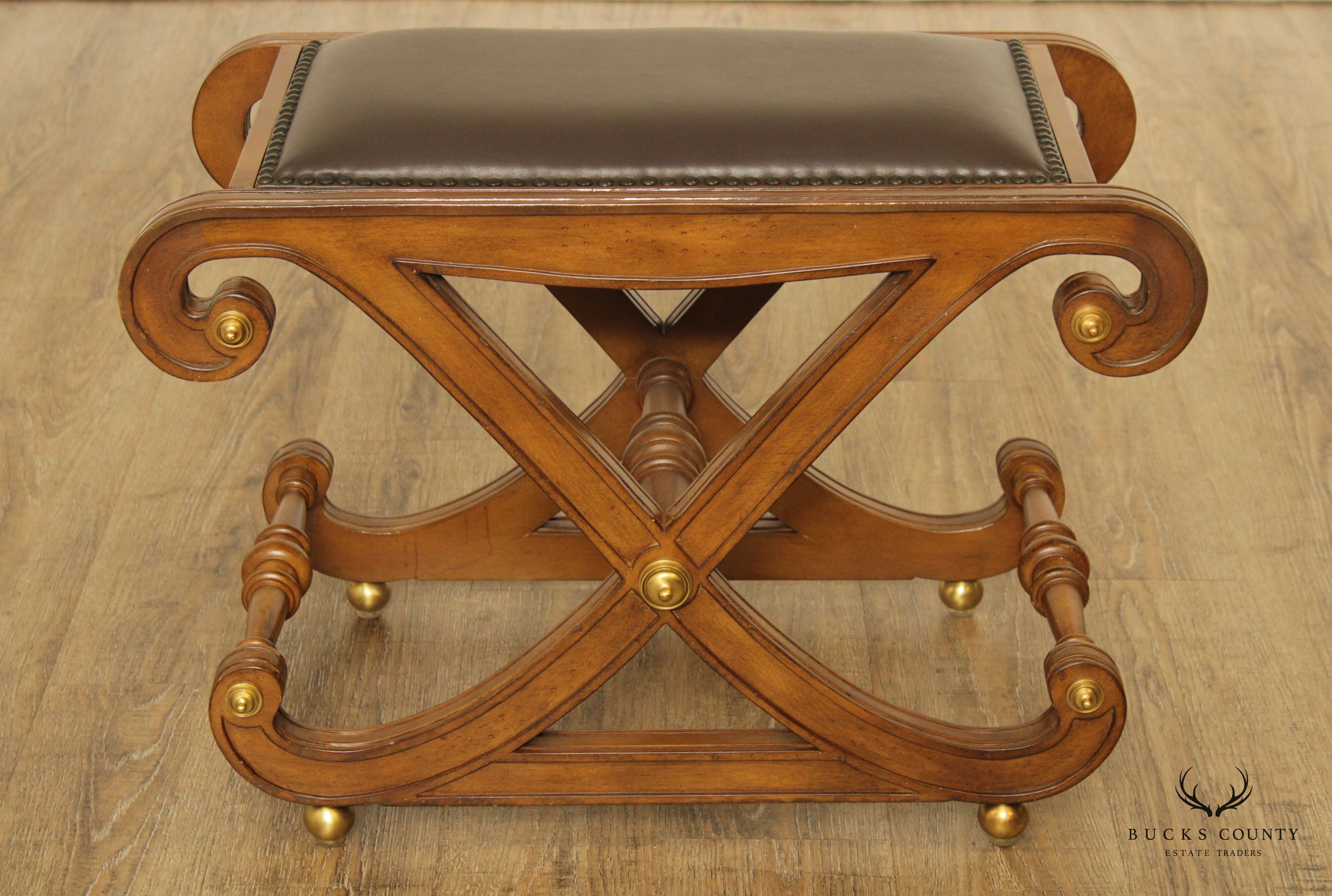 Regency Style Vintage Curved X-Base Stool