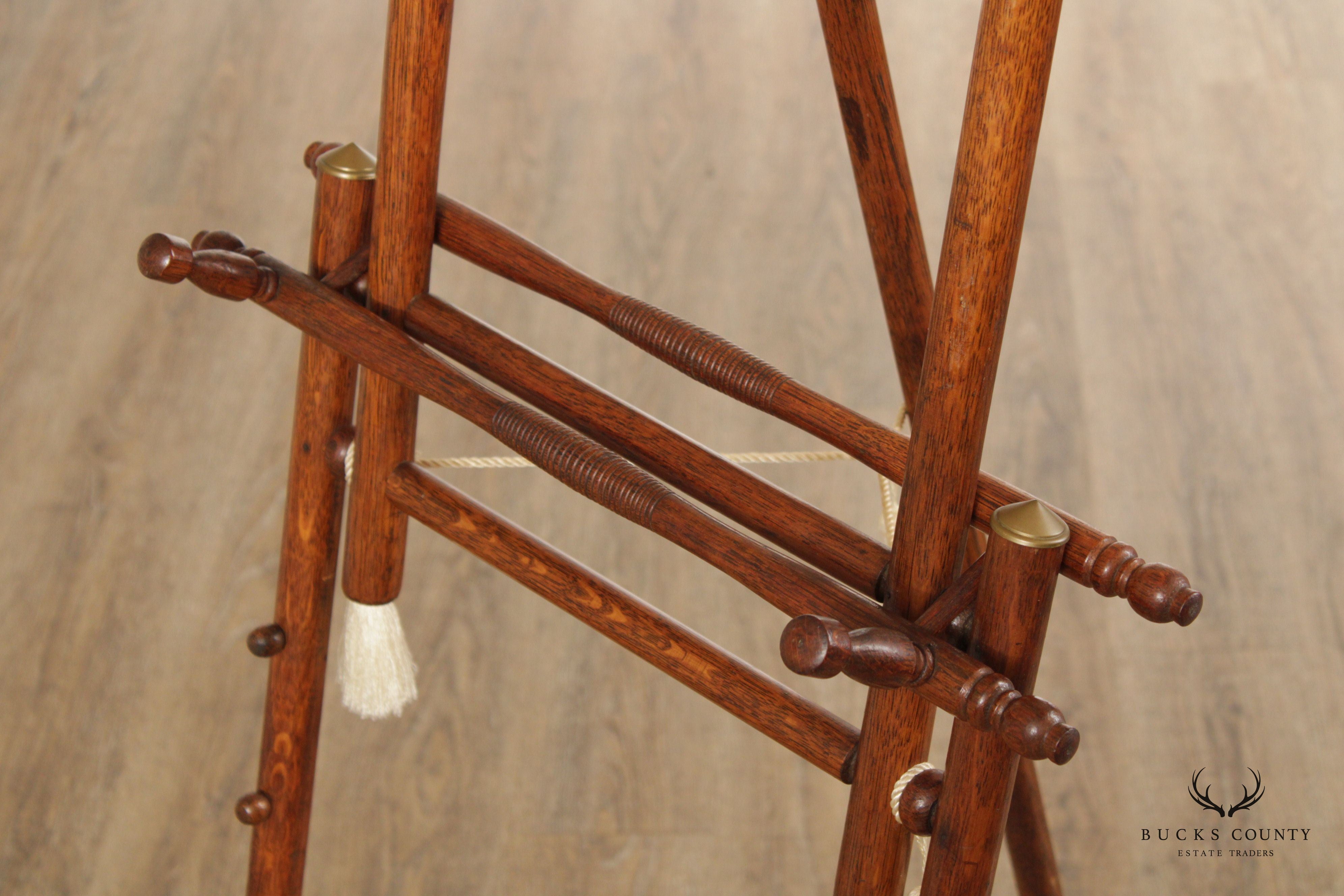 Antique Victorian Stick and Ball Oak Easel