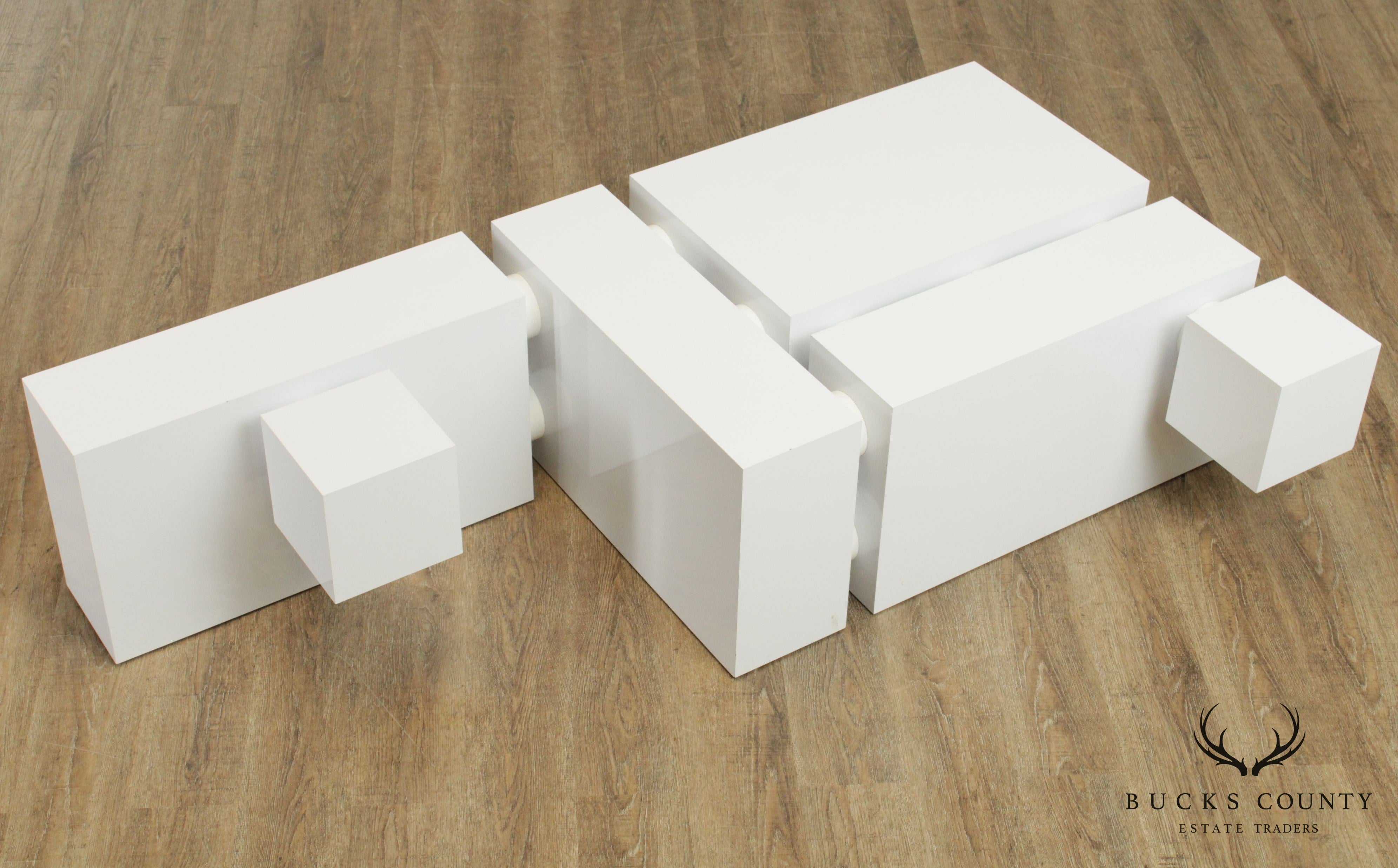 Modular Designs, 1970's Postmodern White Geometric Coffee Table