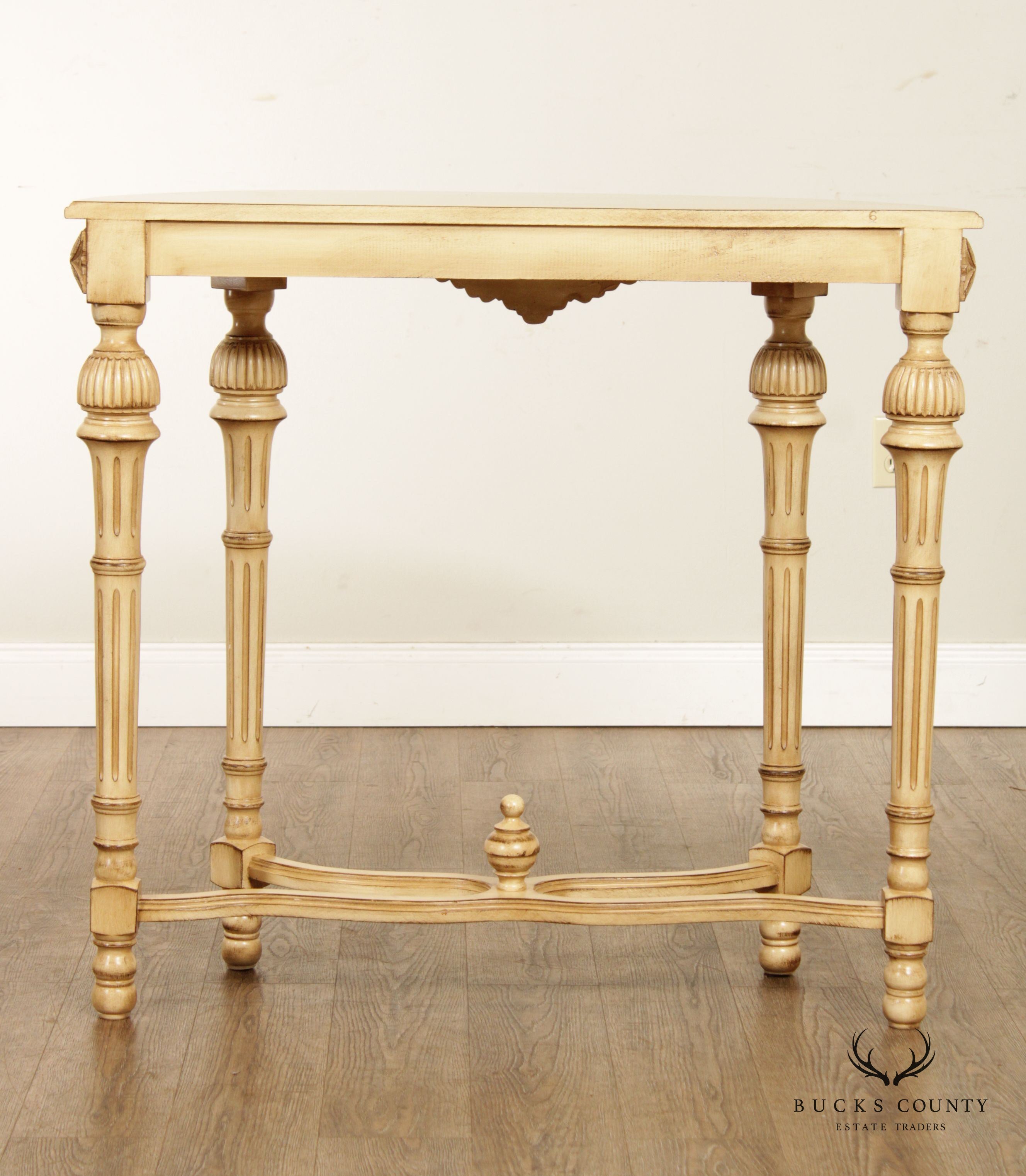 French Louis XVI Style Carved Demi Lune Console