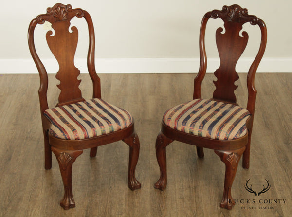 Quality Pair Queen Anne Style Shell Carved Side Chairs