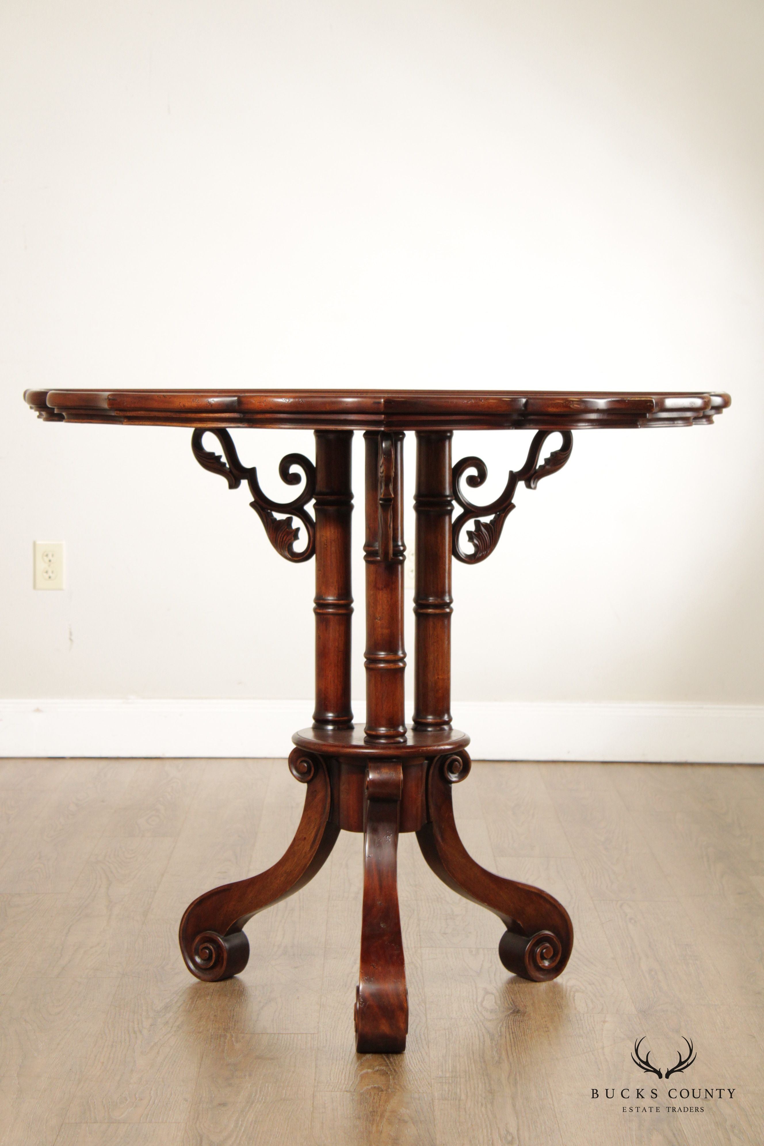 Georgian Style Mahogany Scalloped Edge Demilune Table