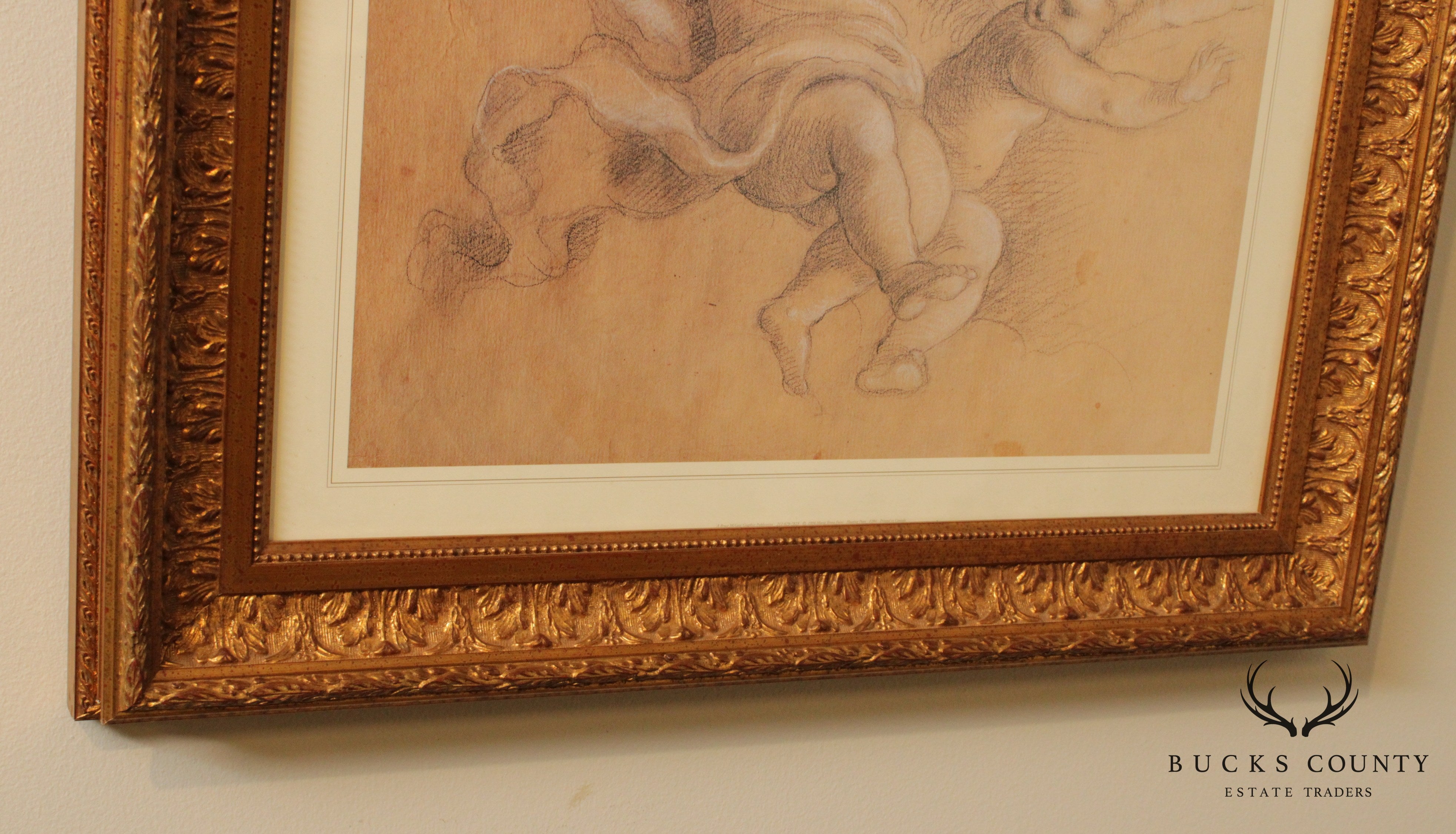 Gilt Frame Fine Art Print of Floating Cherubs