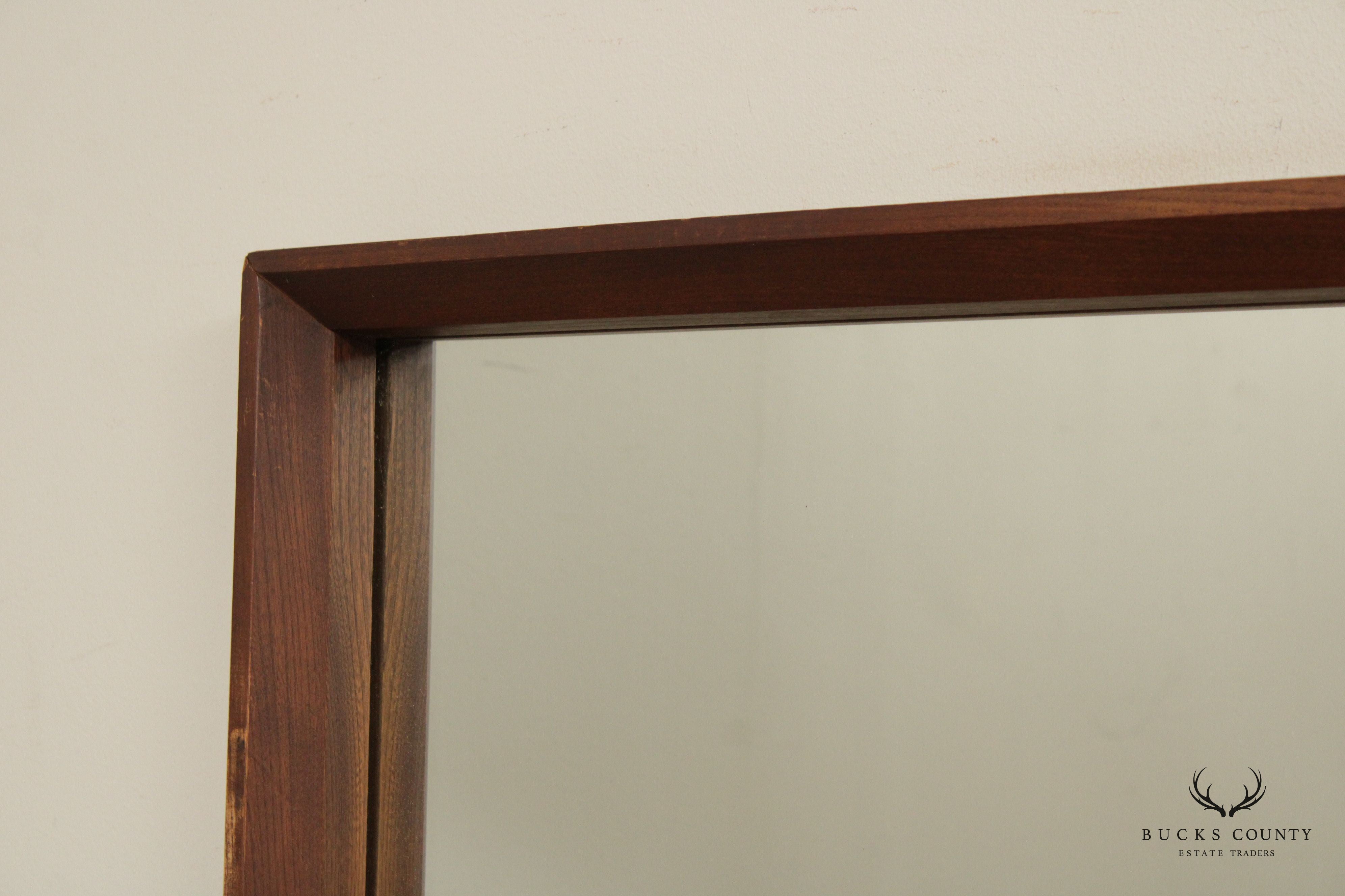 Mid Century Modern Walnut Diptych Wall Mirror