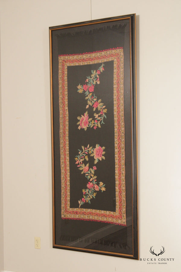 Indian Style Hand Embroidered Crewel Framed Textile