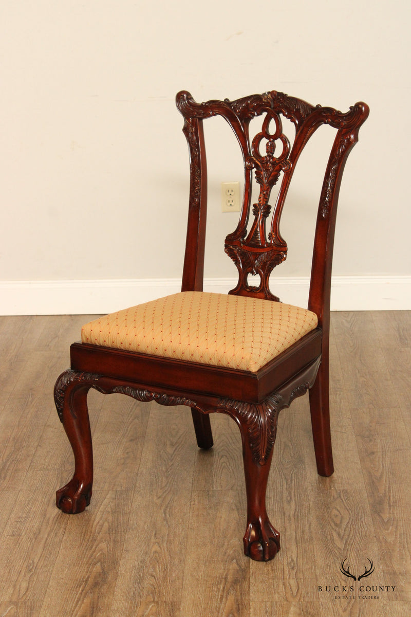 Hickory White Chippendale Style Set of Six Carved Mahogany Dining Chairs