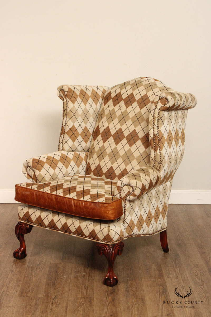 Old Hickory Tannery Ball and Claw Foot Wingback Armchair