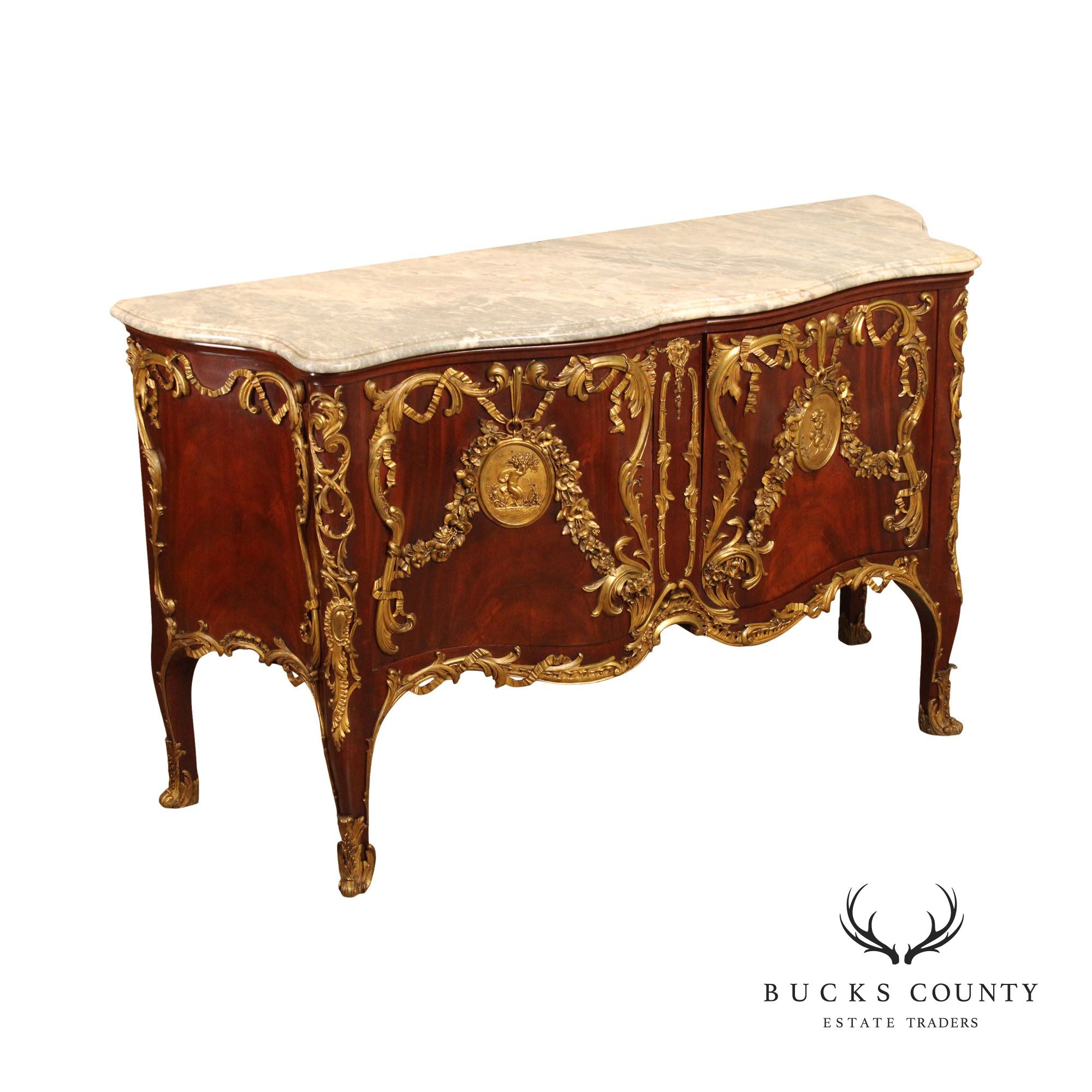 HERRAIZ FRENCH REGENCE STYLE MARBLE COMMODE