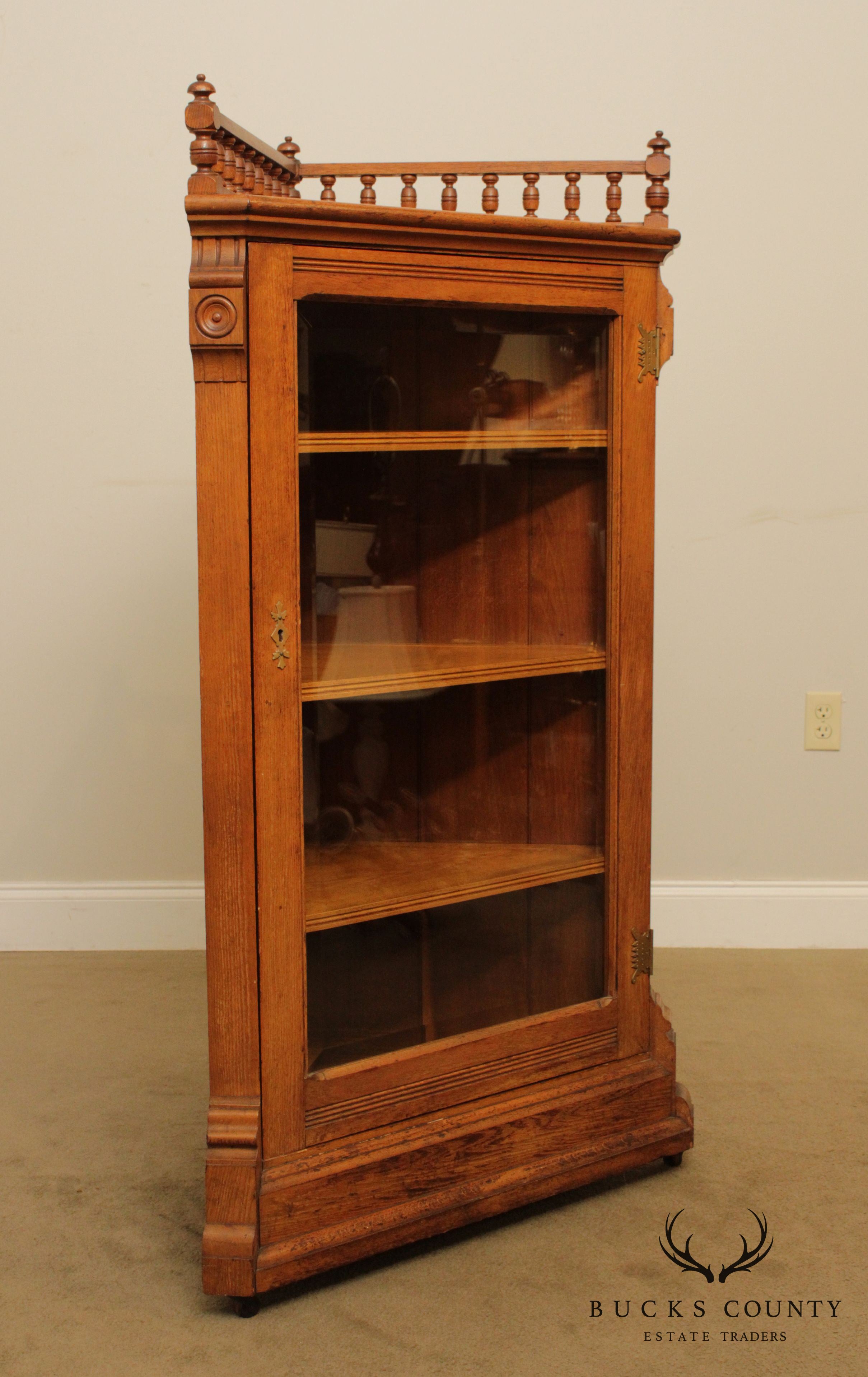 Antique Victorian Oak Corner Cabinet