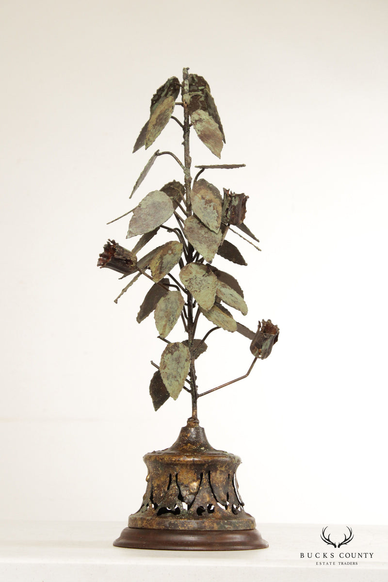 Vintage Brutalist Foliate Plant Iron Sculpture