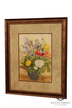 EZ Foley Original Still Life Water Color Painting of Flowers in Vase