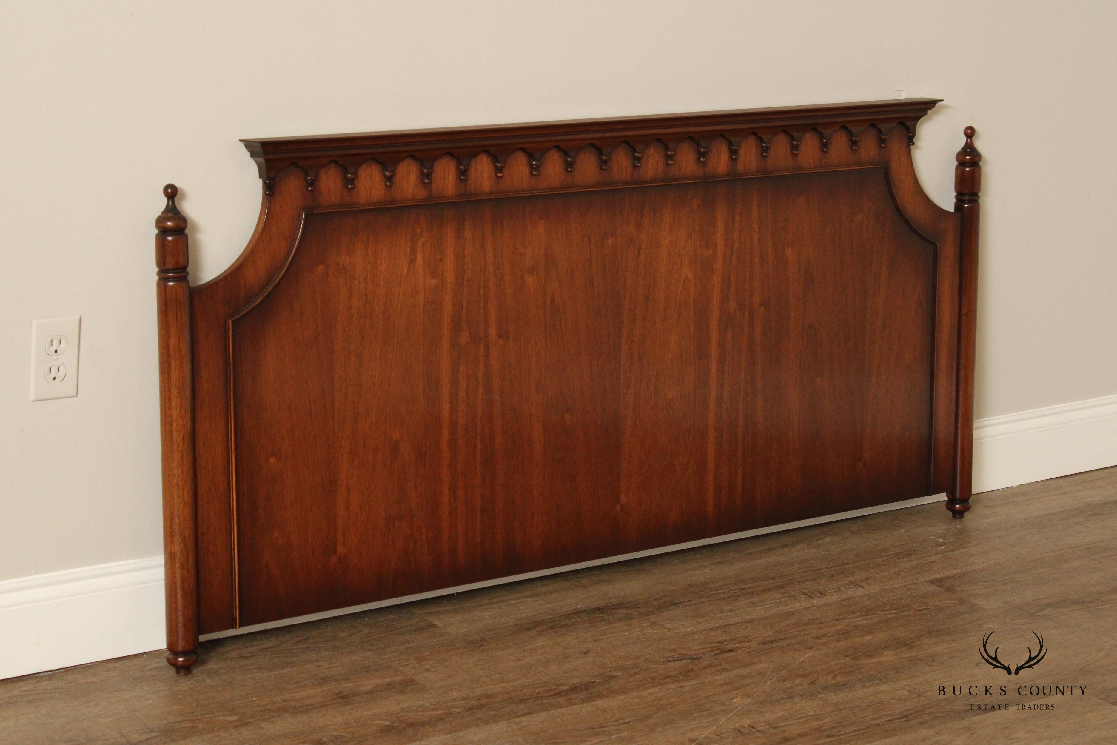 Victorian Style Carved Walnut Queen Size Headboard