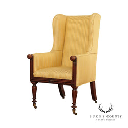 Antique English Regency Mahogany Library Wing Chair