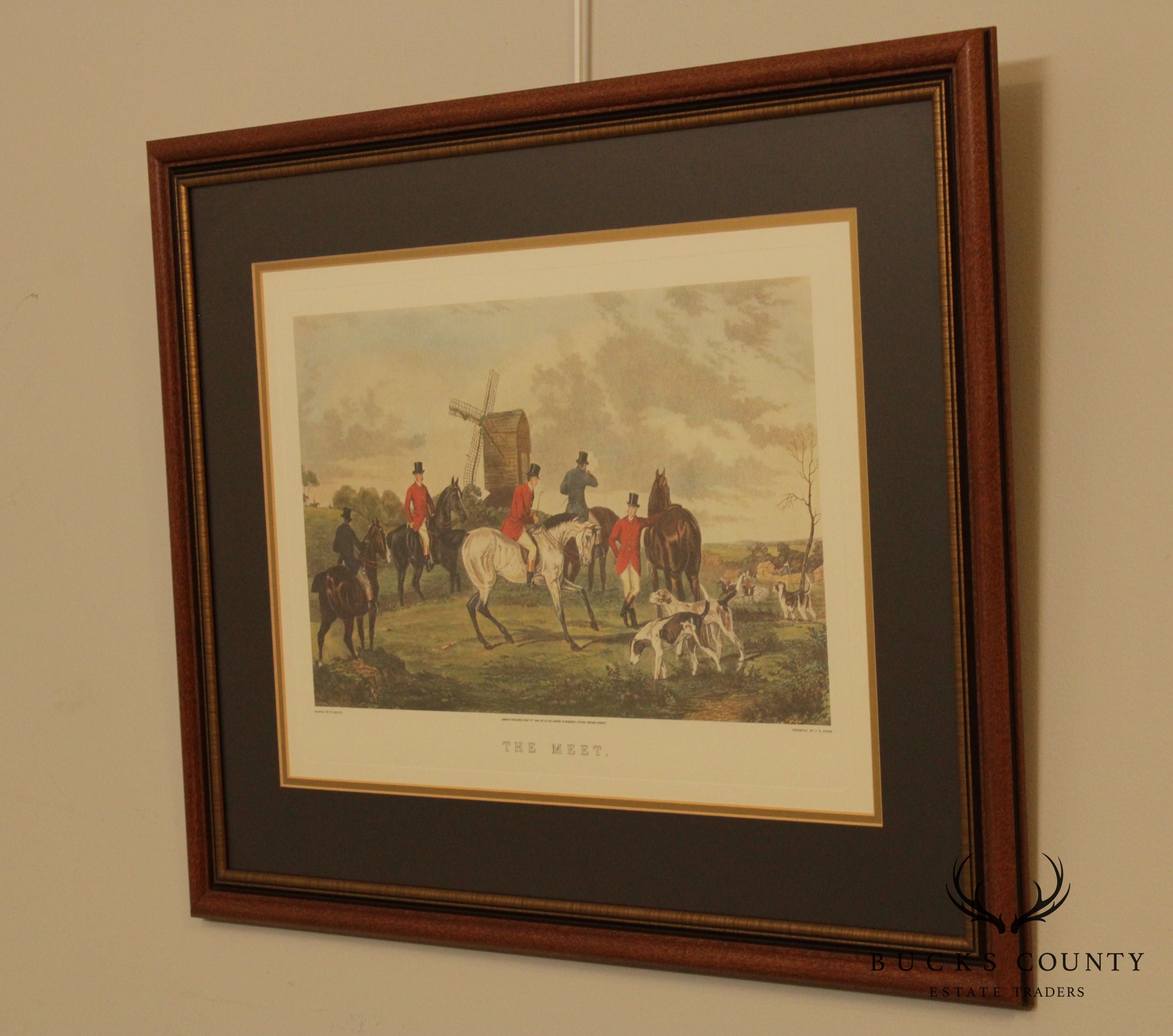 William Shayer Custom Framed Fox Hunt Lithograph 'The Meet'