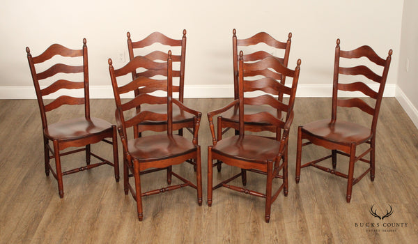 Heritage Russett Farmhouse Style Set of Six Solid Cherry Ladderback Dining Chairs
