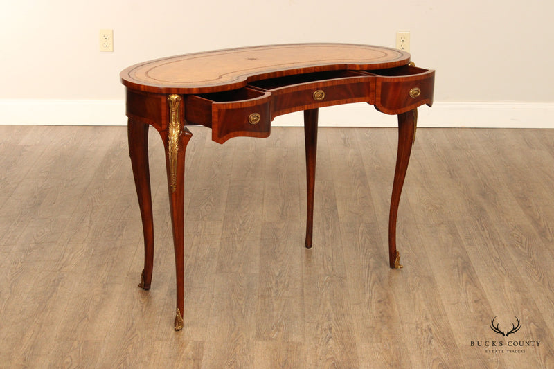Maitland Smith French Louis XV Style Leather Top Mahogany Writing Desk