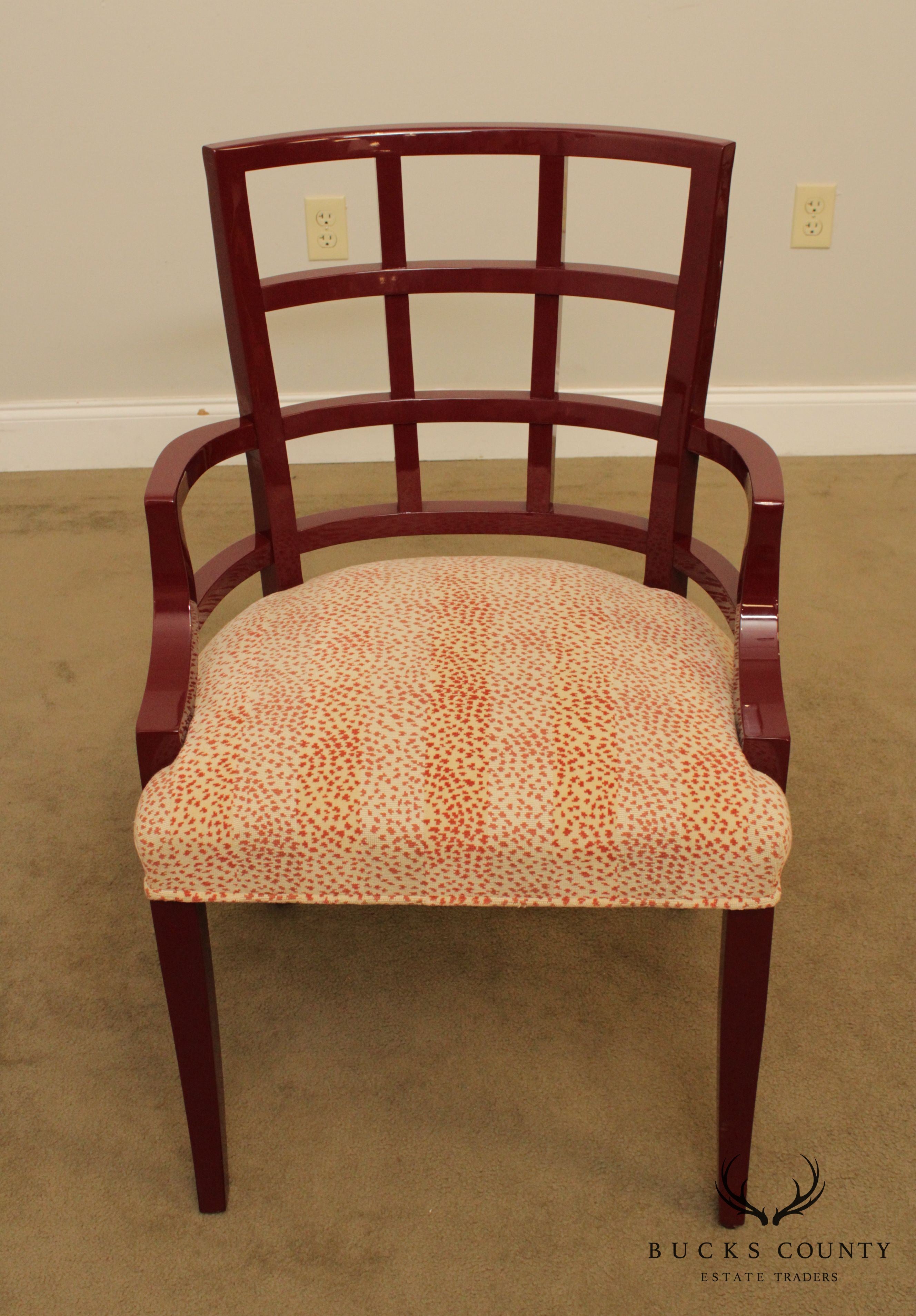 Century Furniture Vintage Asian Style Red Lacquer Ming Armchair