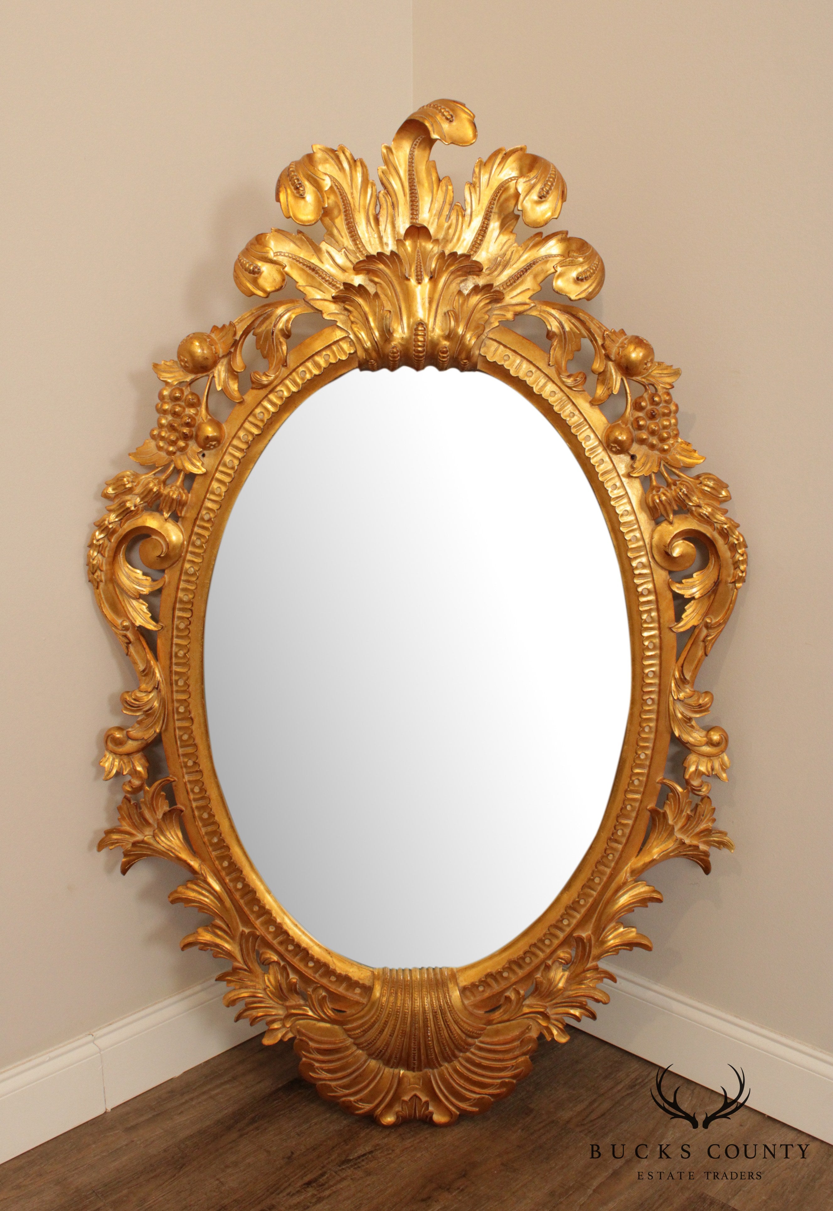 Harrison & Gil Dauphine Gilt Wood Rococo Style Wall Mirror