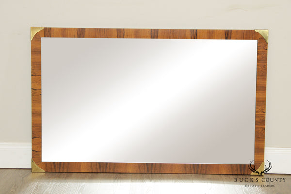 Midcentury Modern Rosewood and Brass Frame Wall Mirror