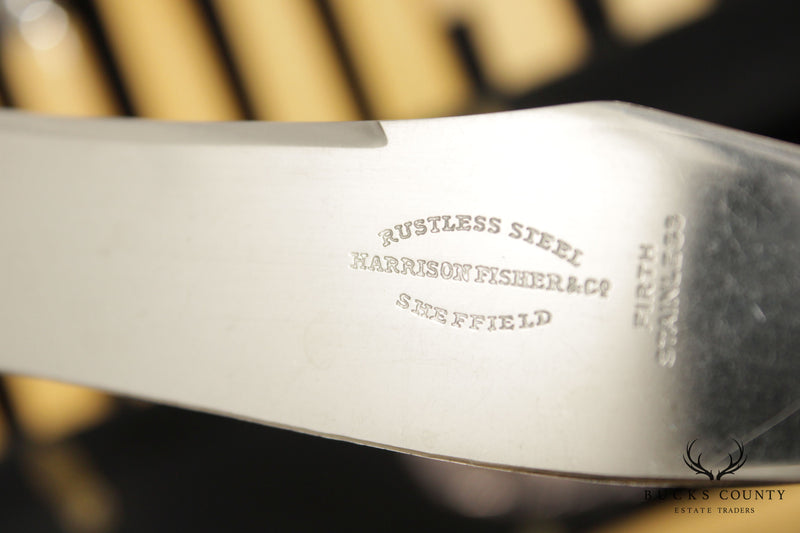 Harrison Fisher & Co. Silver Plated 'Trafalgar' Flatware in Oak Floor Standing Chest
