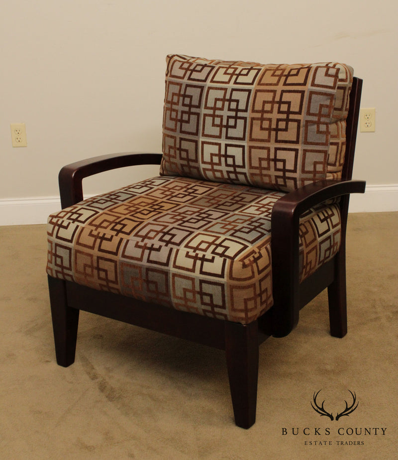 Modern Style Pair Geometric Print Lounge Chairs